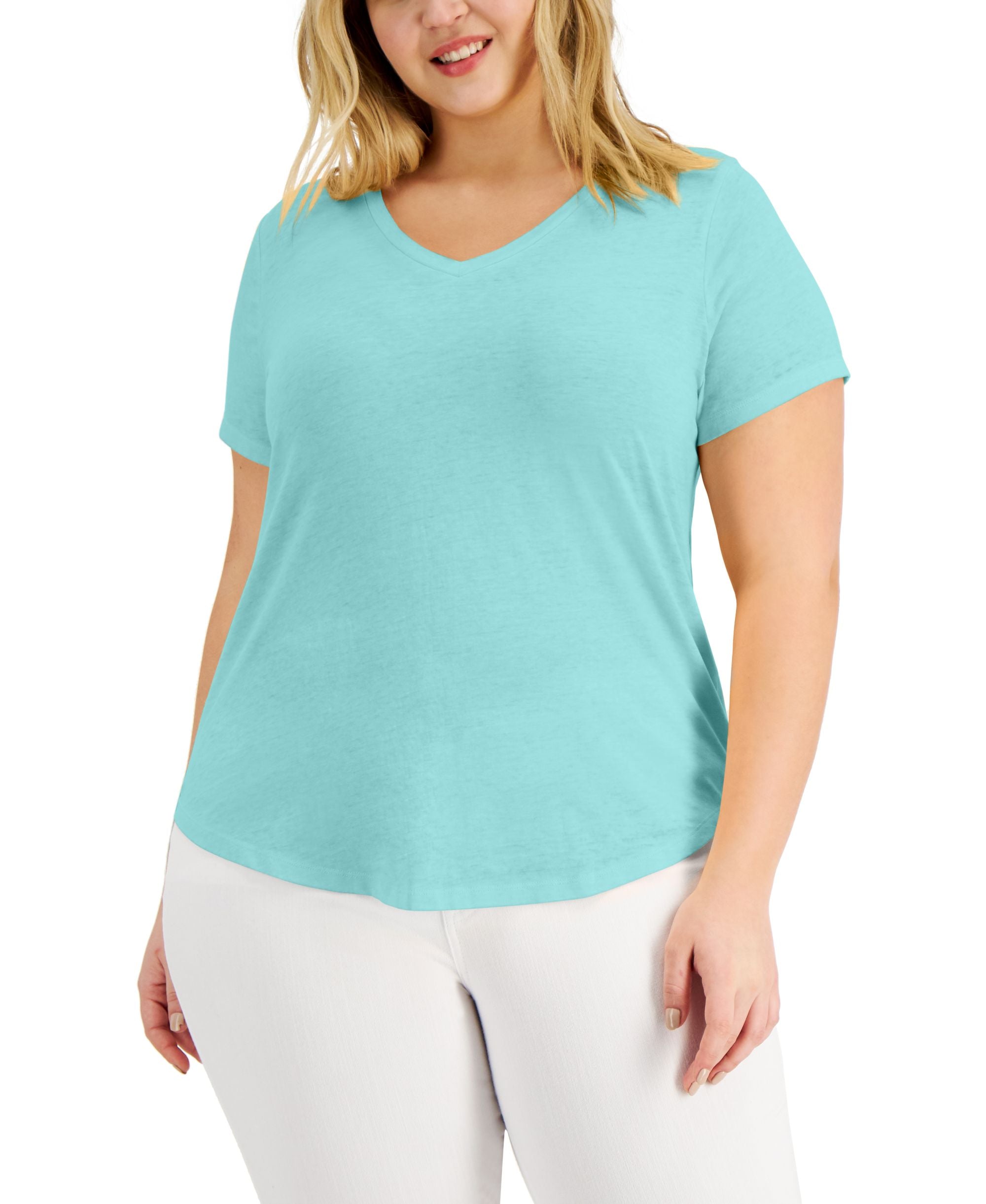 Style & Co Plus Size Solid Burnout T-Shirt