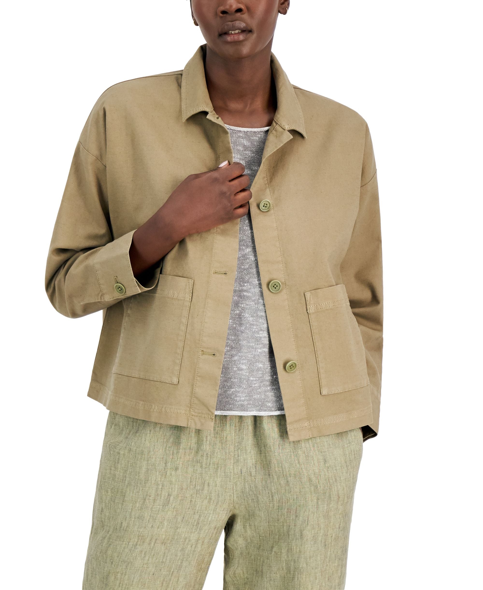 Eileen Fisher Petite Button Front Jacket