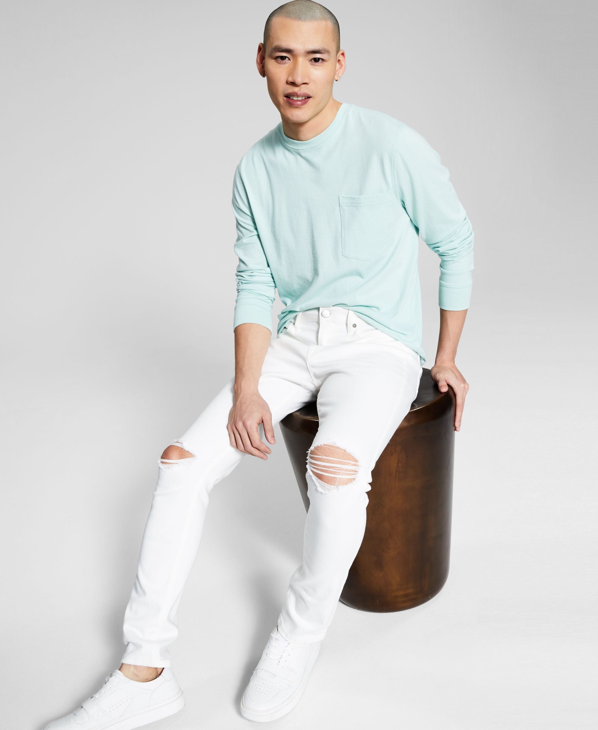 Men's Perry White Ripped Skinny Jeans