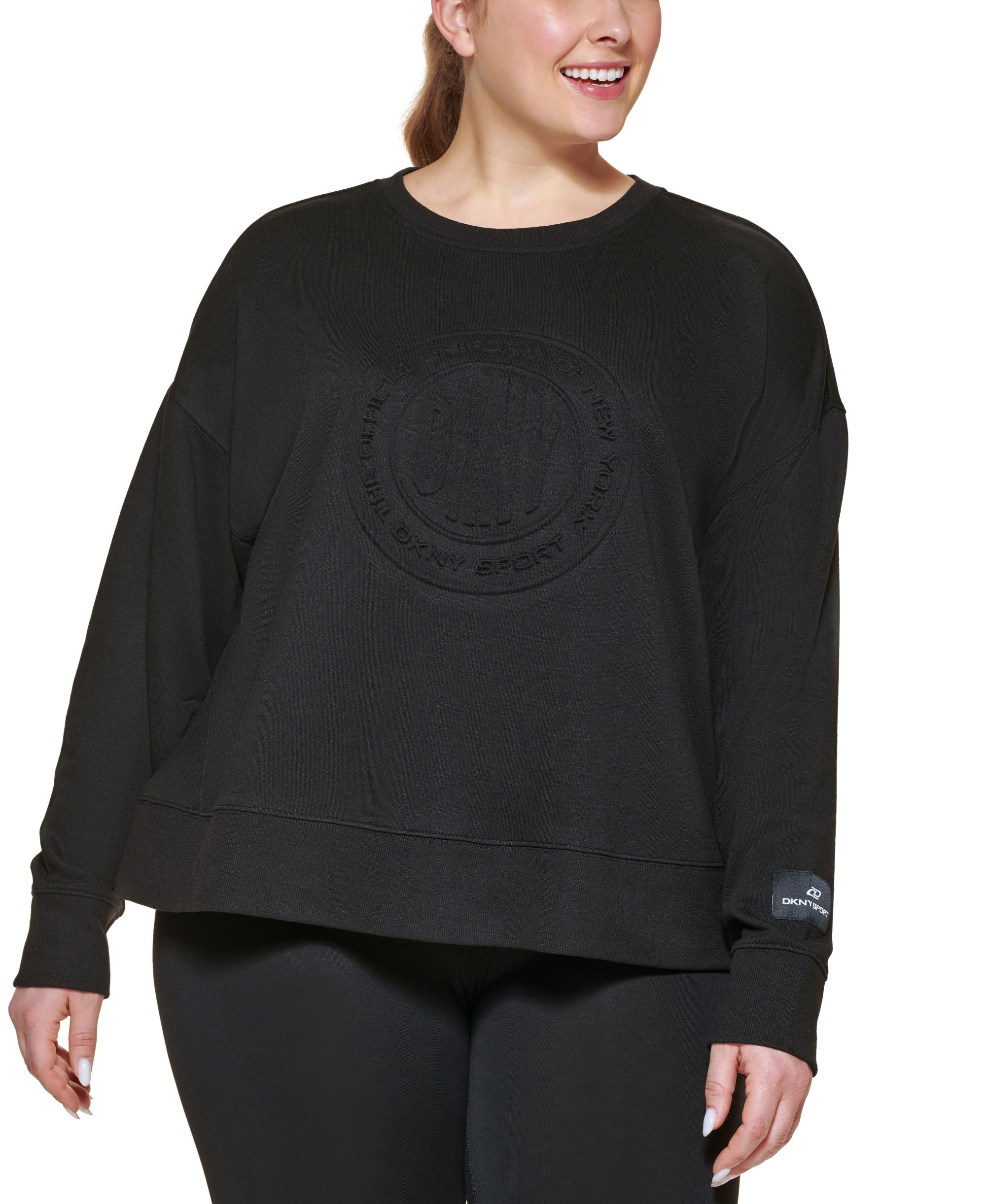DKNY Plus Size Embossed Medallion Sweatshirt