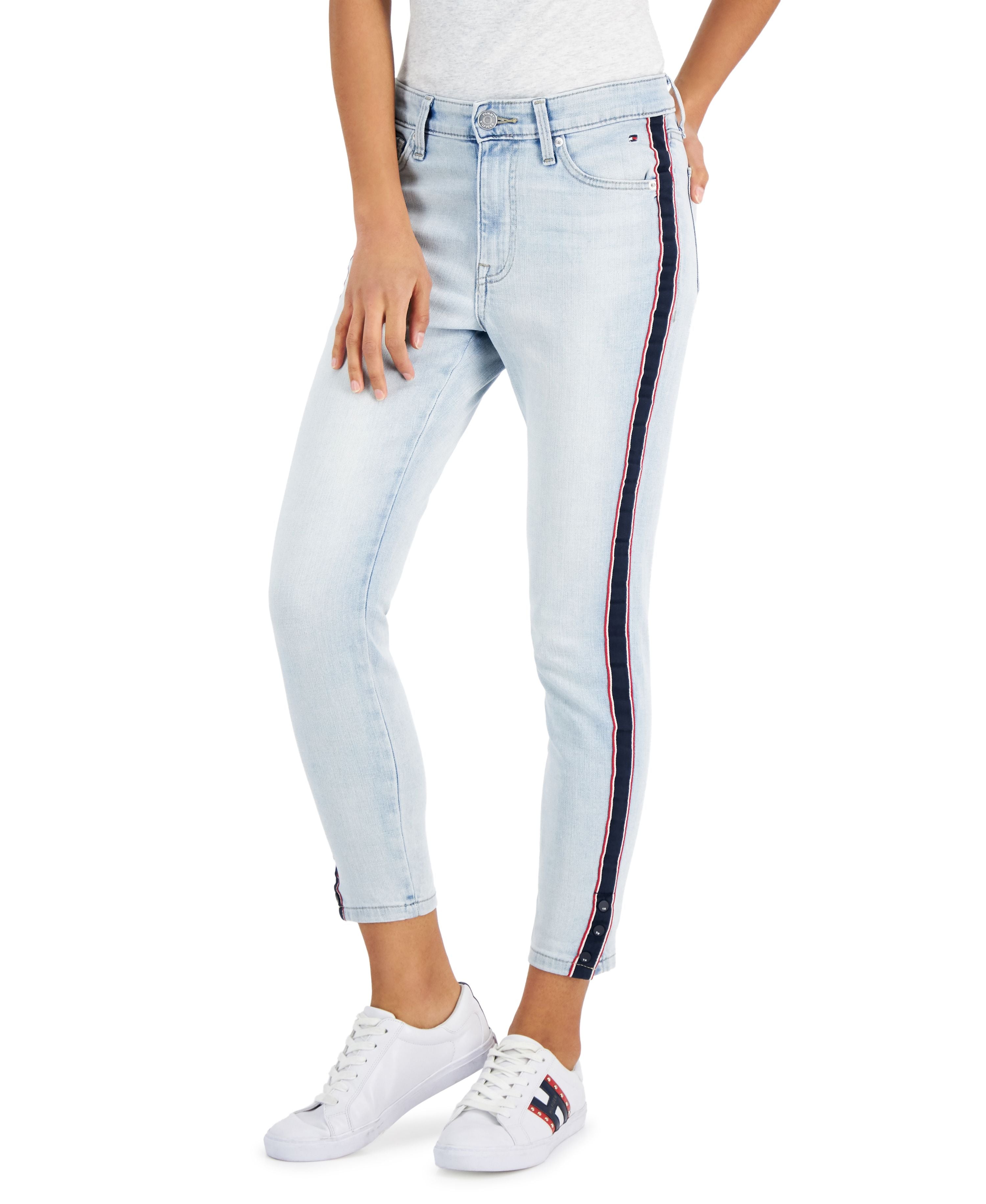 Tribeca TH Flex Side-Stripe Skinny Jeans