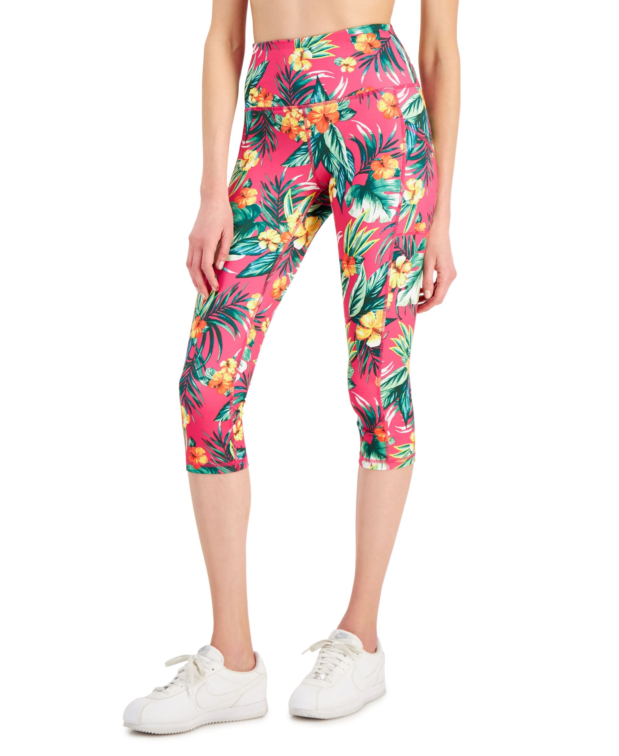 ID Ideology Womens Tropical Side Pocket Cropped Leggings