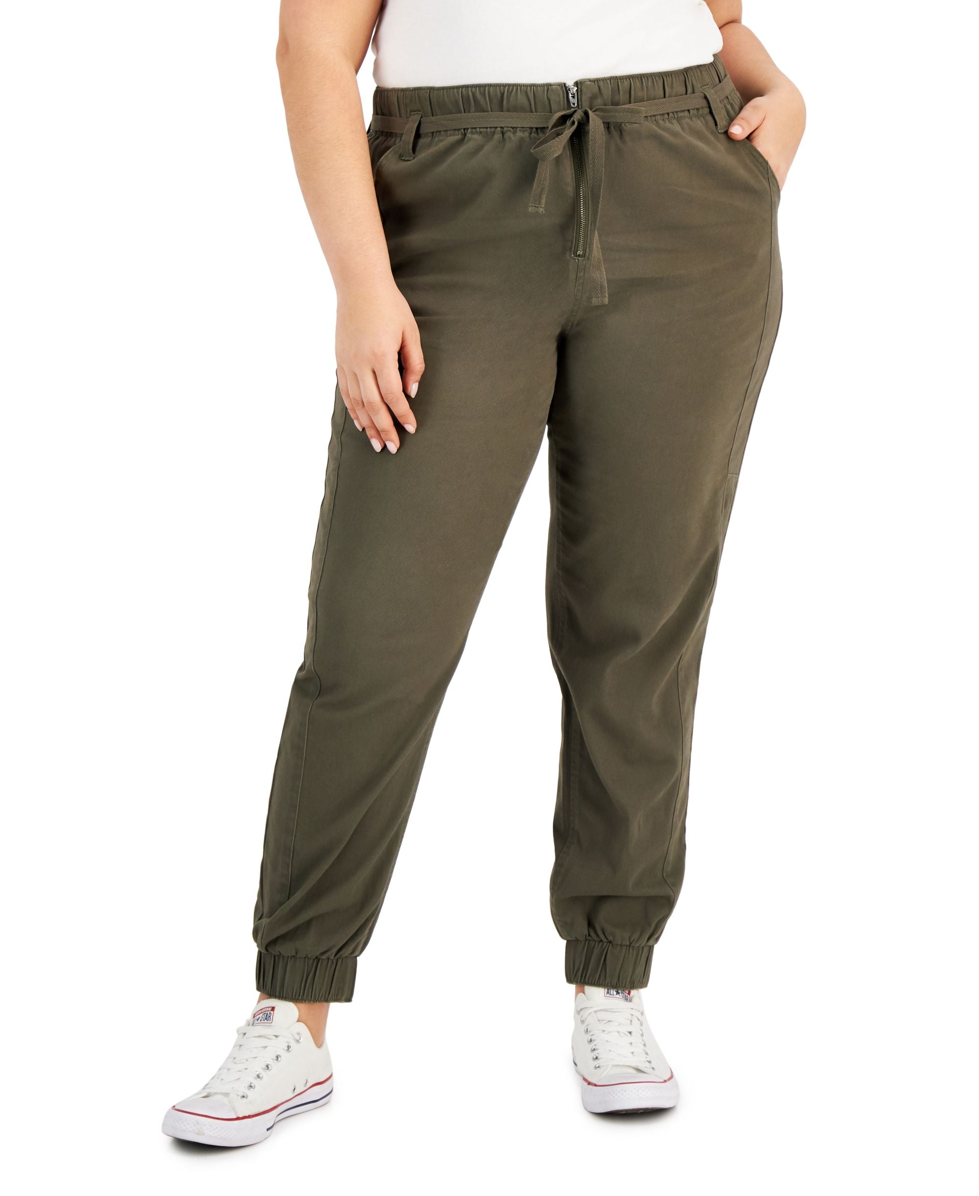 Tinseltown Trendy Plus Size Zip-Front Jogger Pants