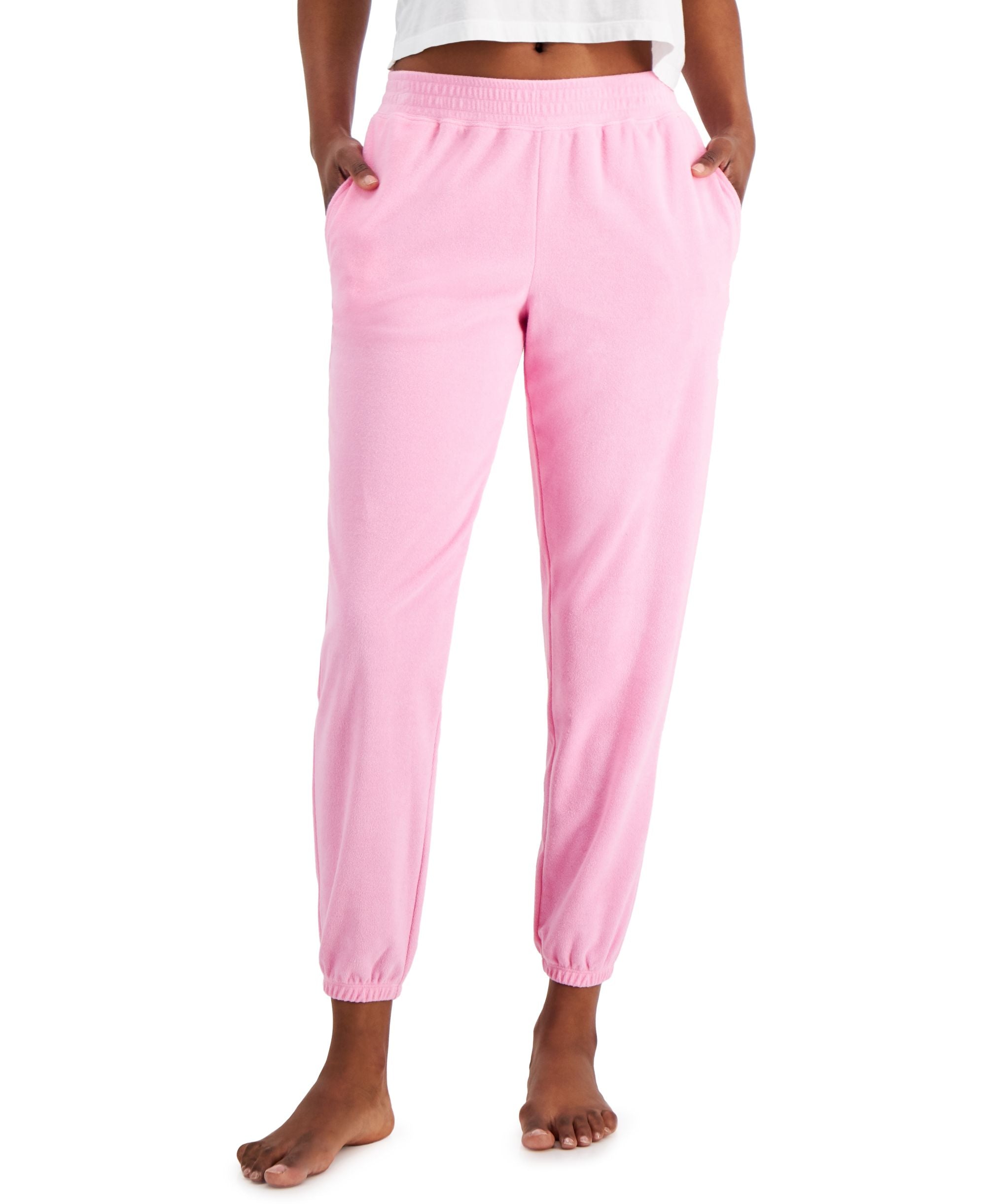 Jenni Womens Smocked Waist Terrycloth Jogger Pants