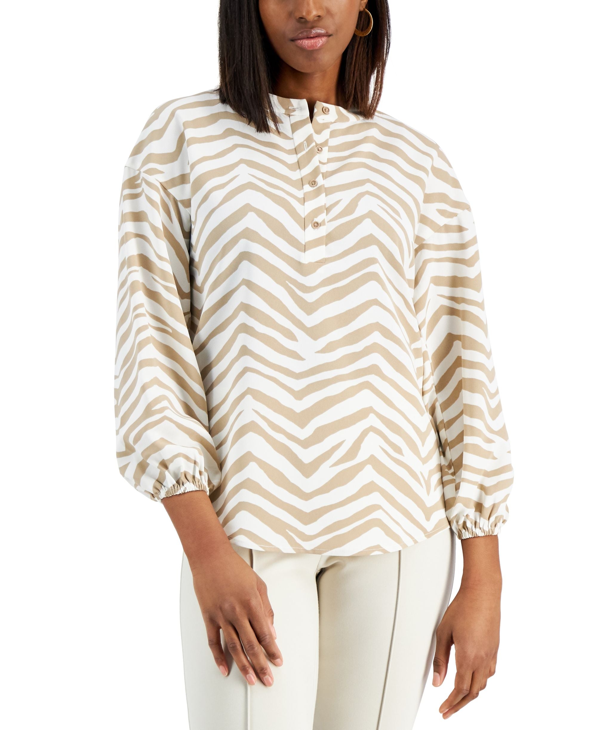 Alfani Printed 3/4 Sleeve Top