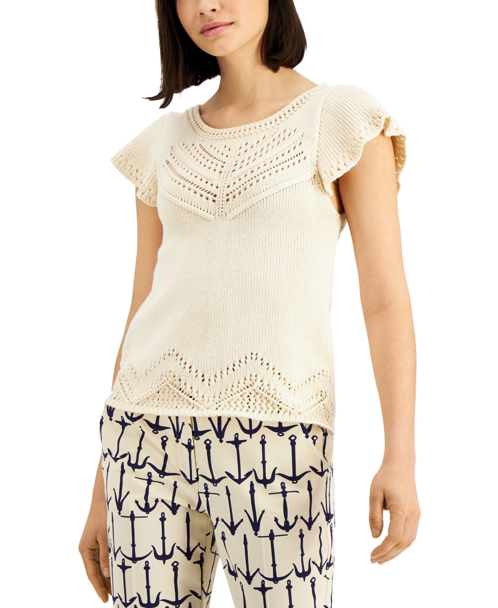 Weekend Max Mara Palio-Knit Flutter-Sleeve Top
