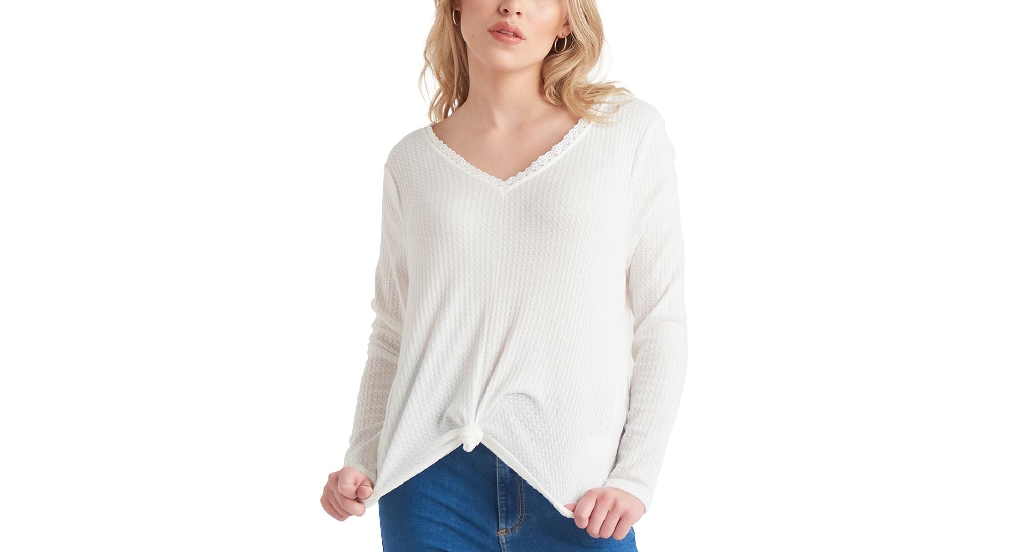 Black Tape Lace Trim Knit Top