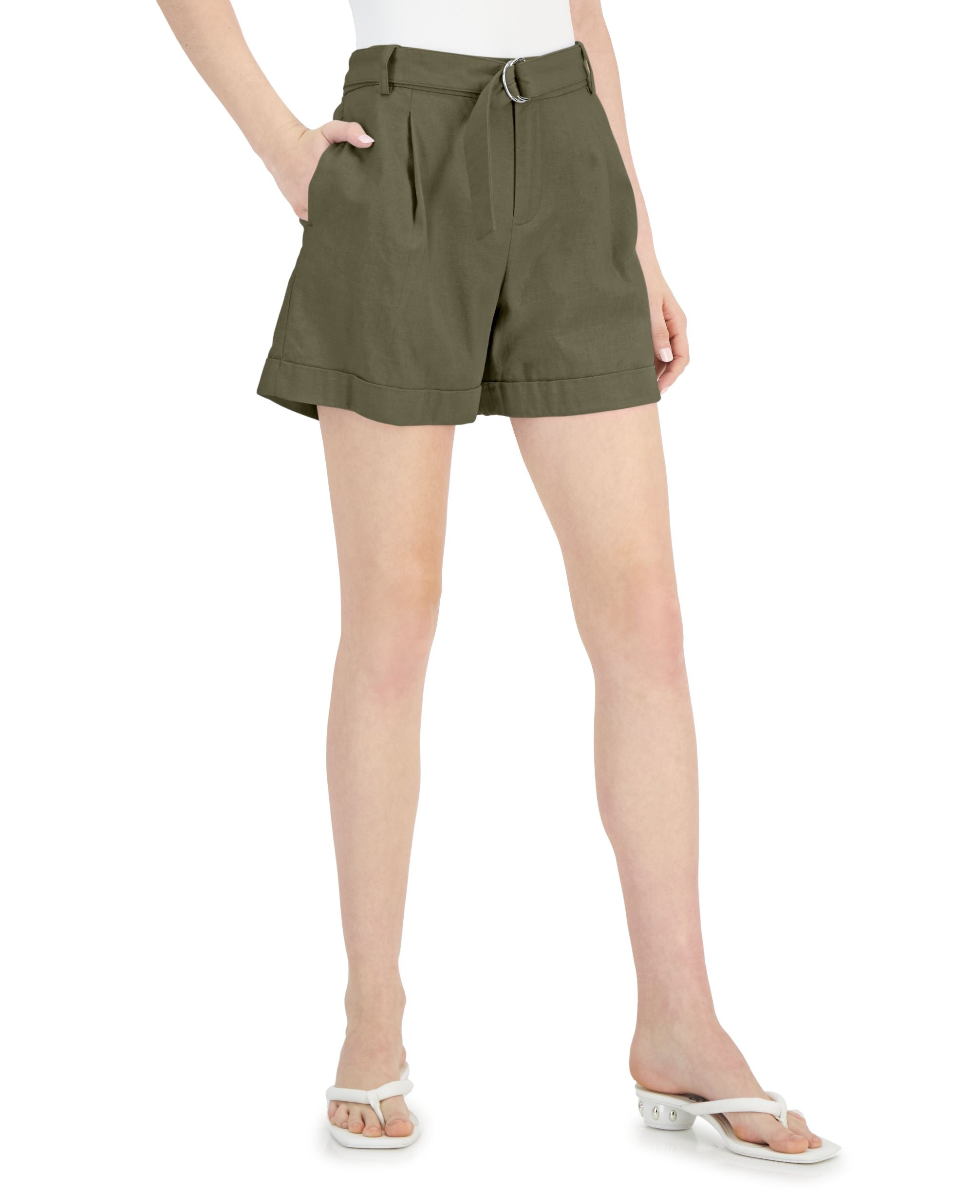 INC International Concepts Womens High Rise Belted Shorts