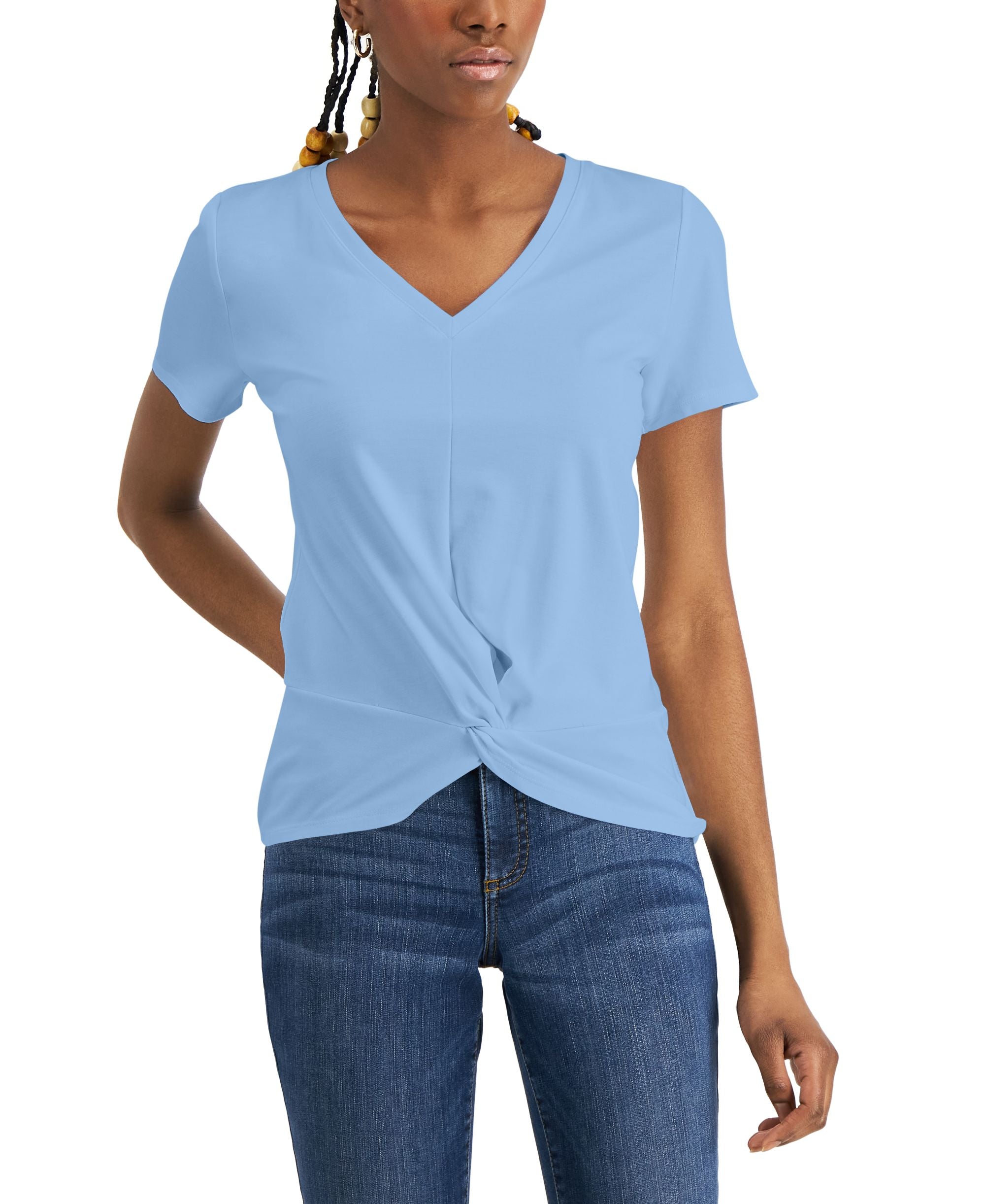 INC International Concepts Womens Twist Front Top