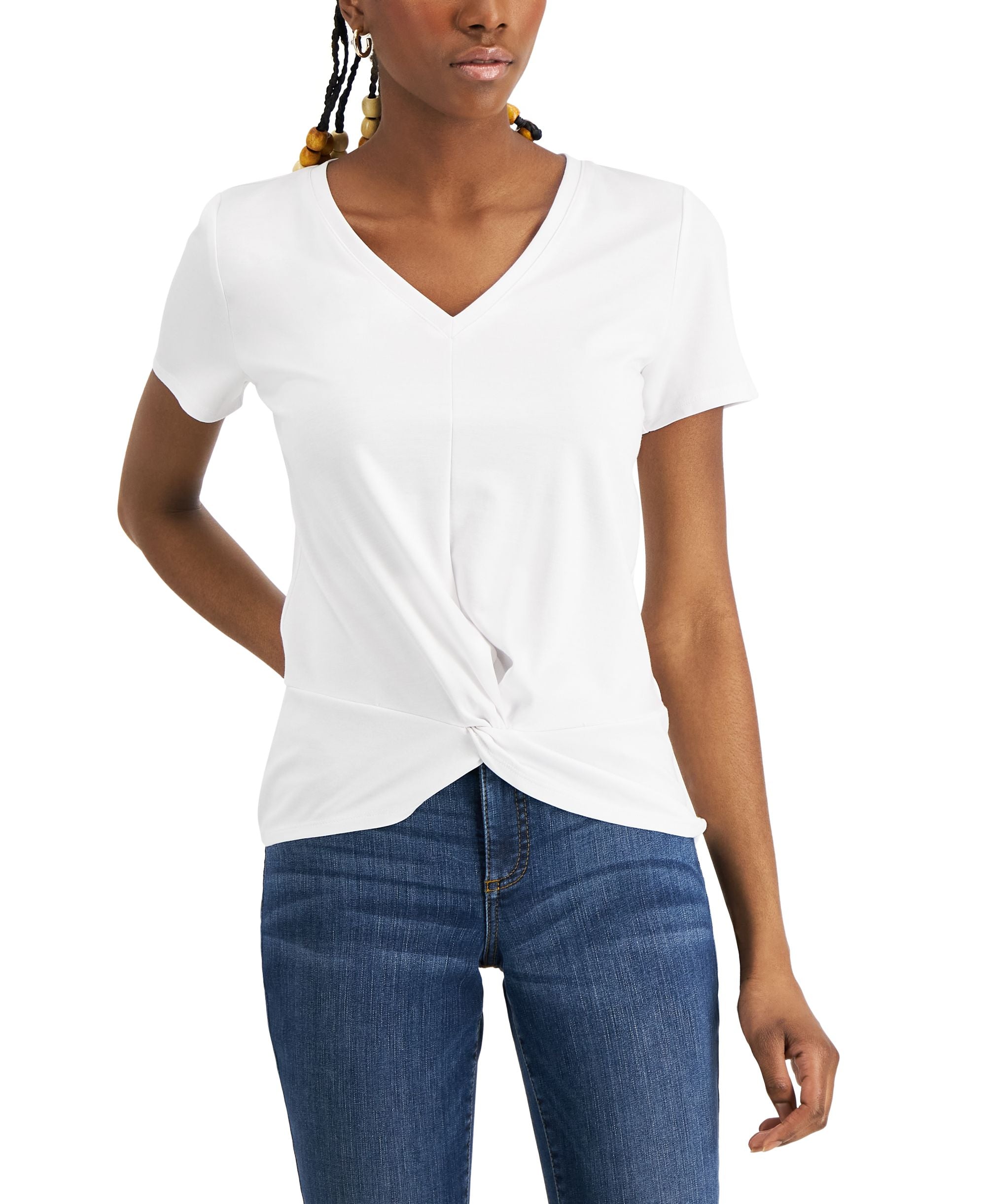 INC International Concepts Womens Twist Front Top