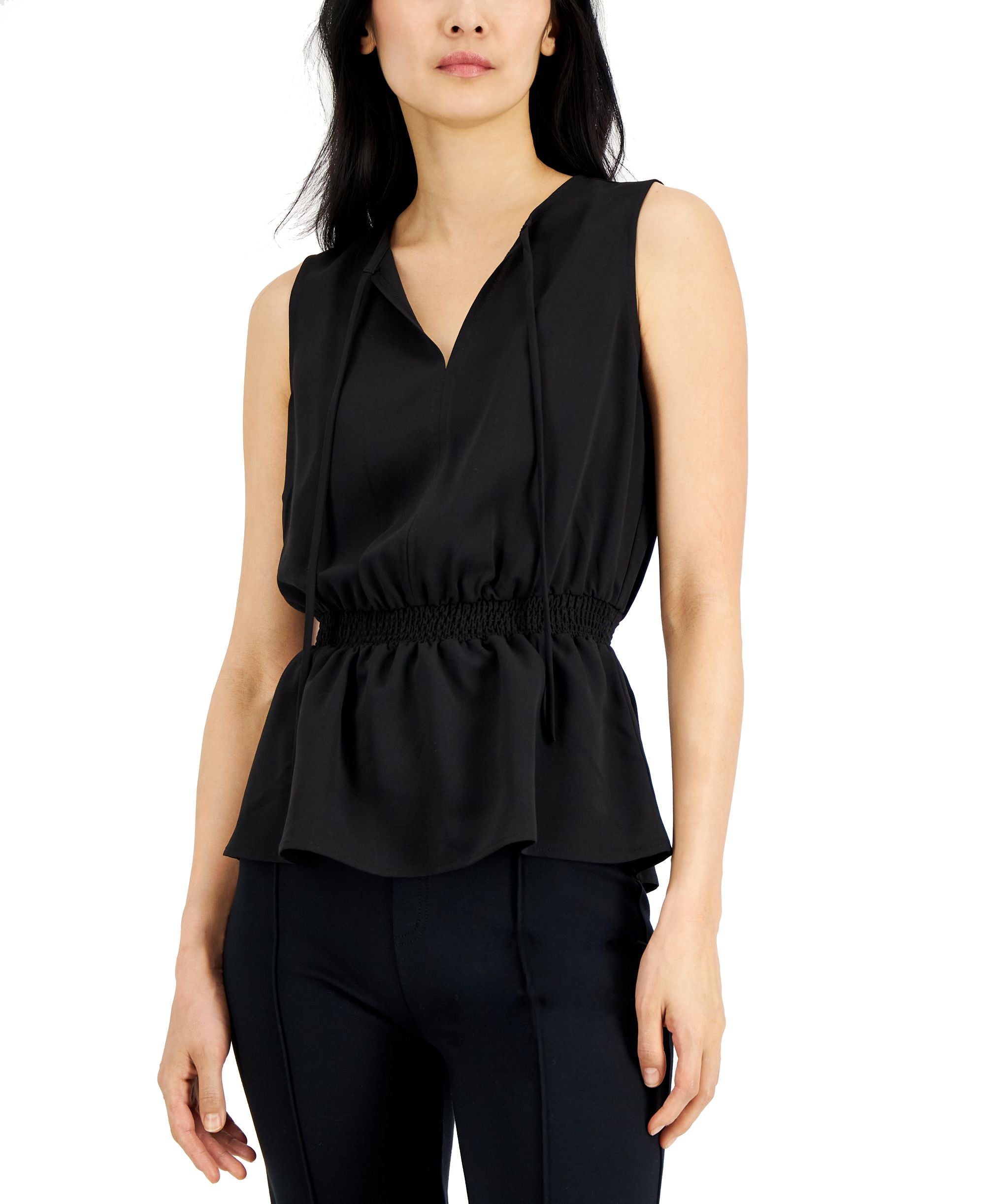 Alfani Womens Smocked Waist Top