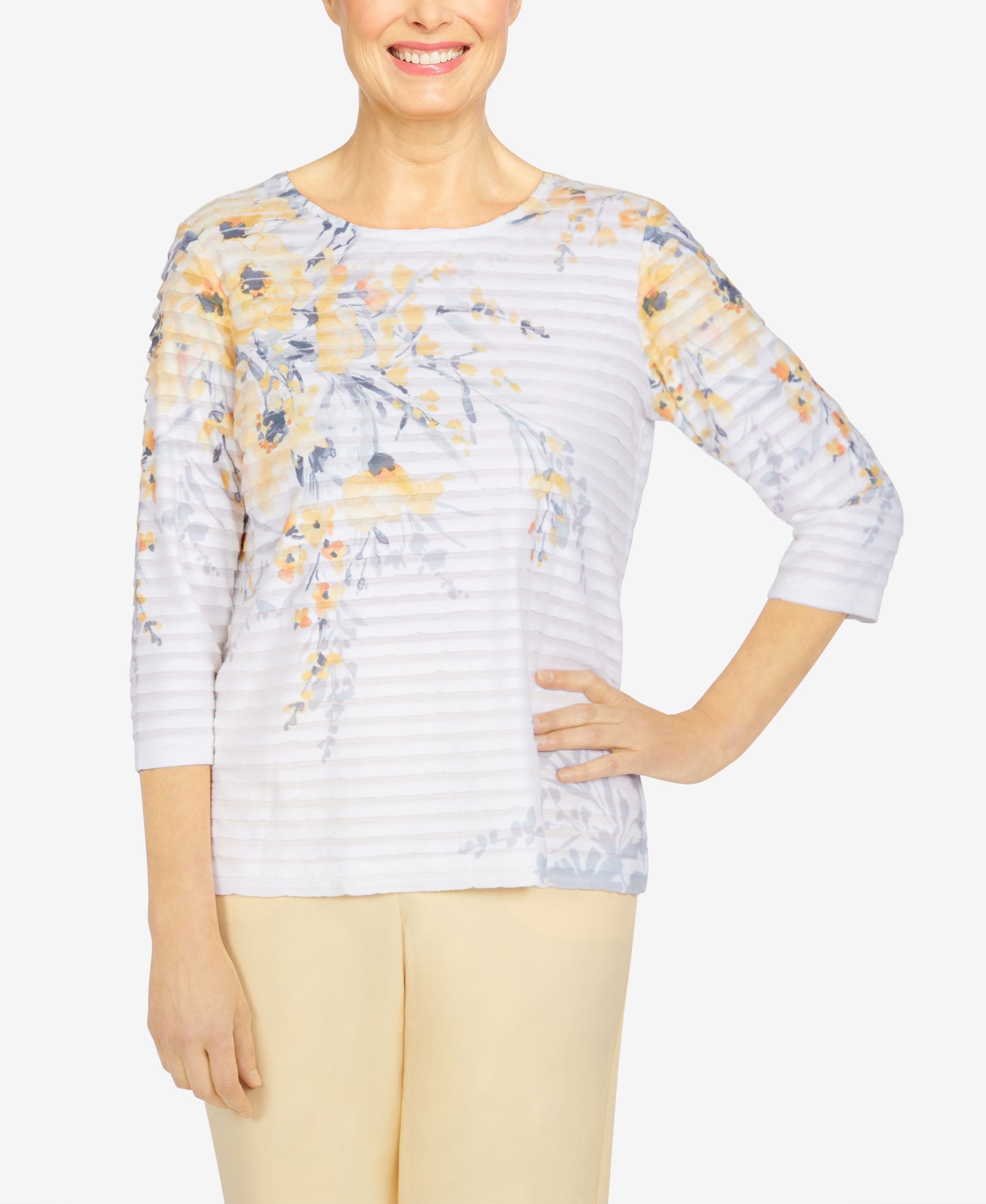 Missy Womens Chapel Hill Asymmetrical Floral Top