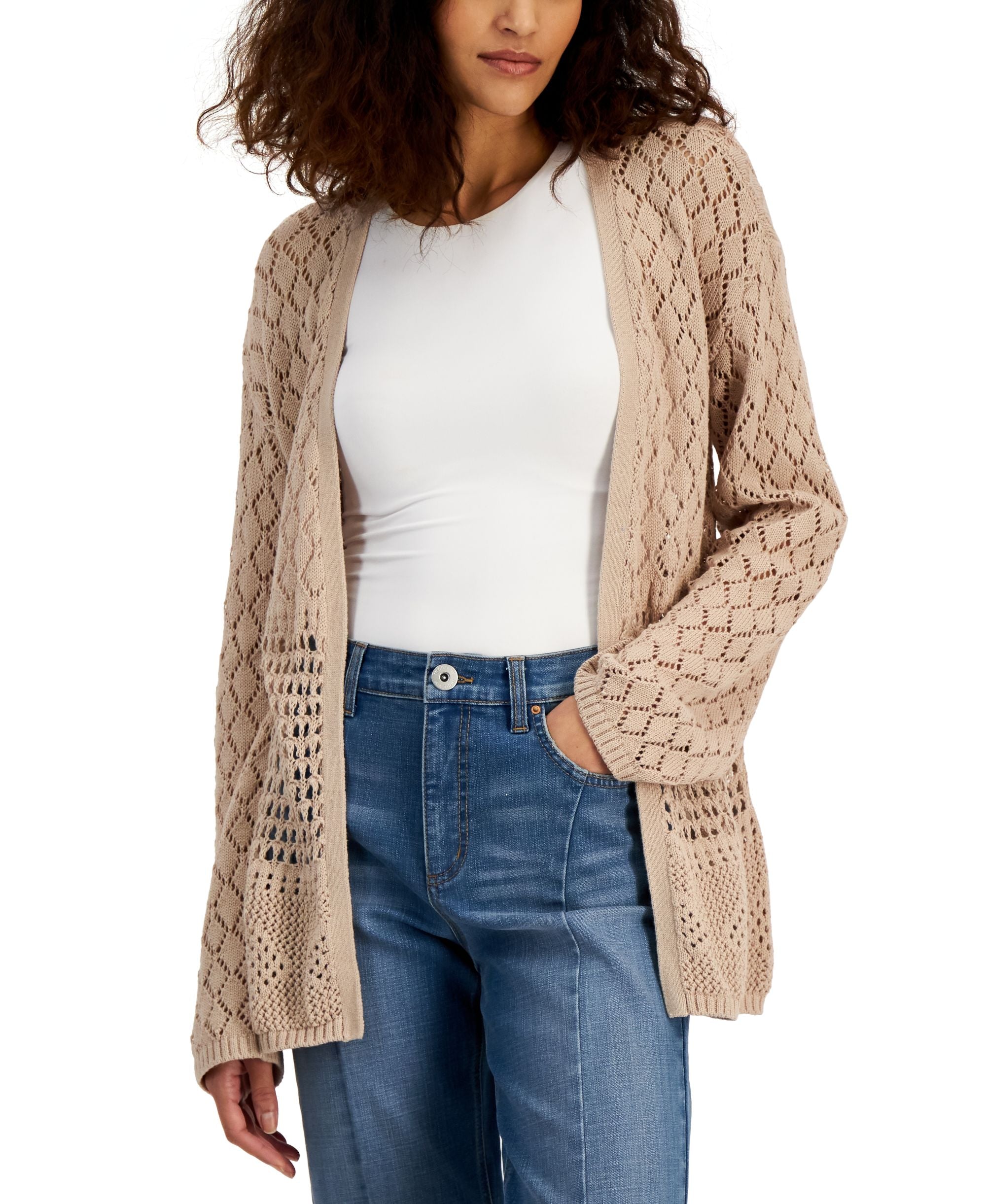 INC International Concepts Womens Crochet Cardigan