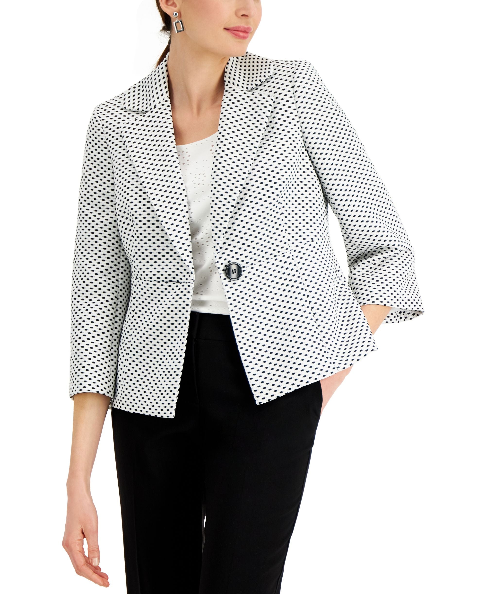 Kasper Printed One Button Blazer