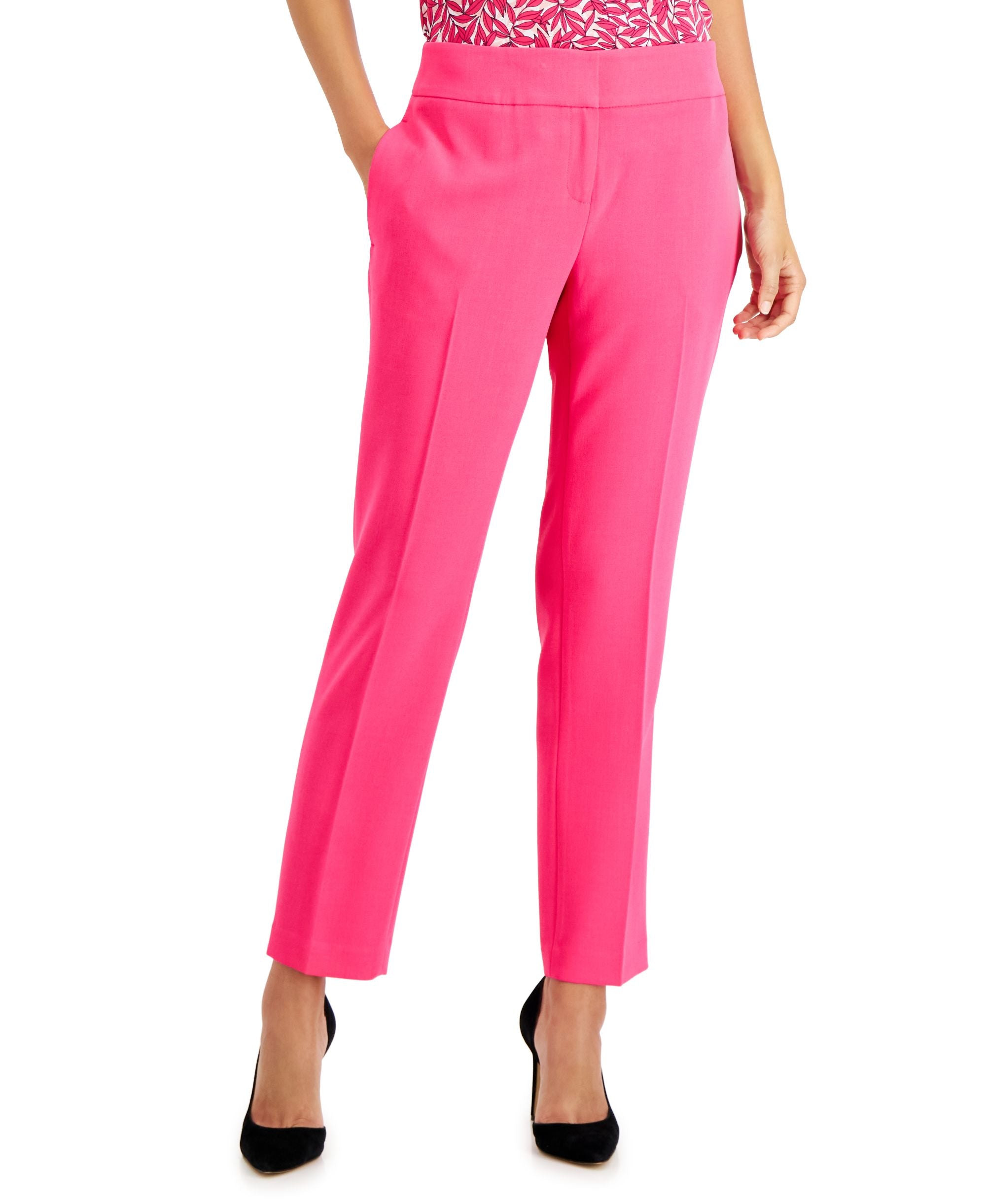 Kasper Petite Mid Rise Straight Leg Pants