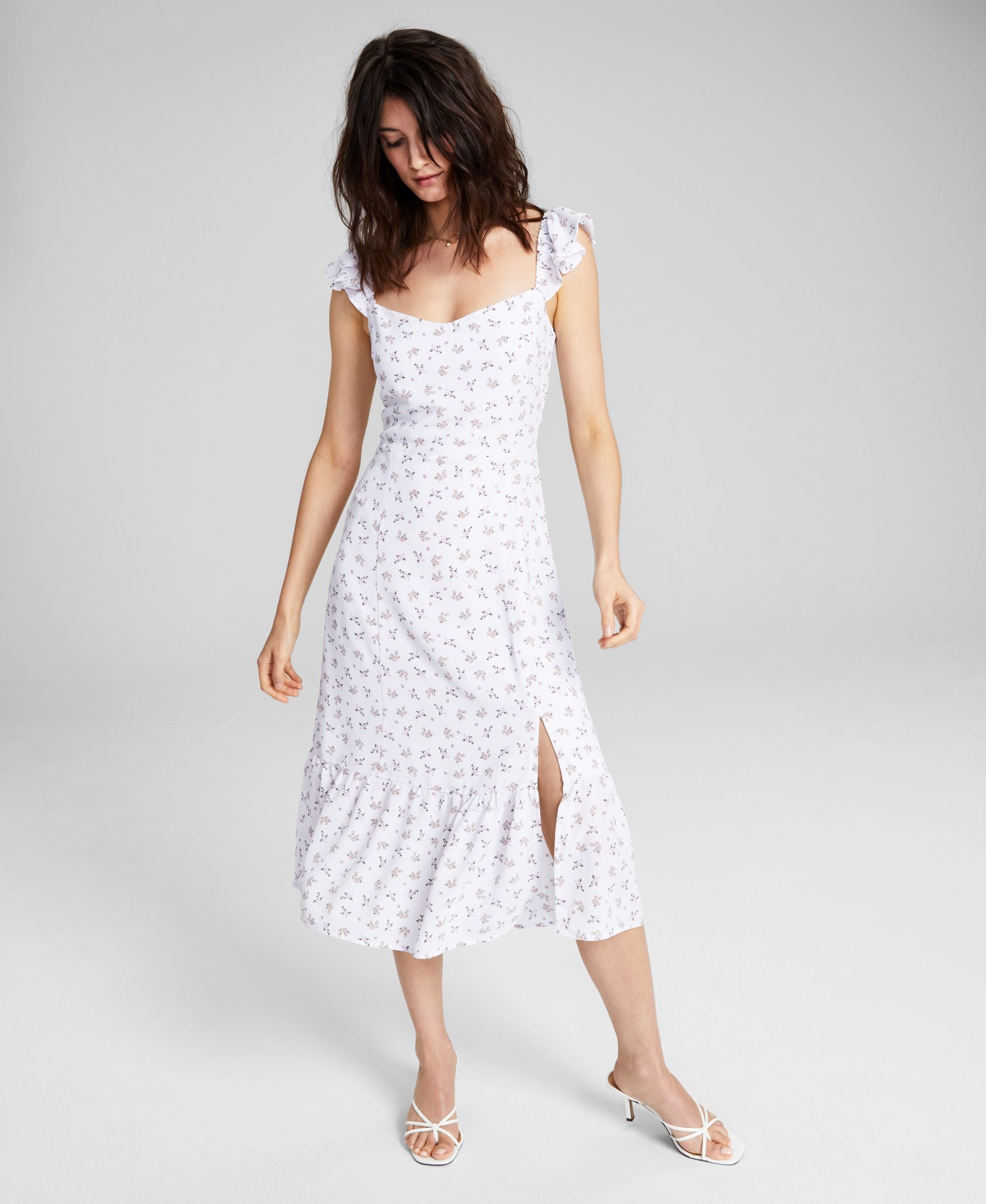 Now This Womens Ruffled Midi Dress