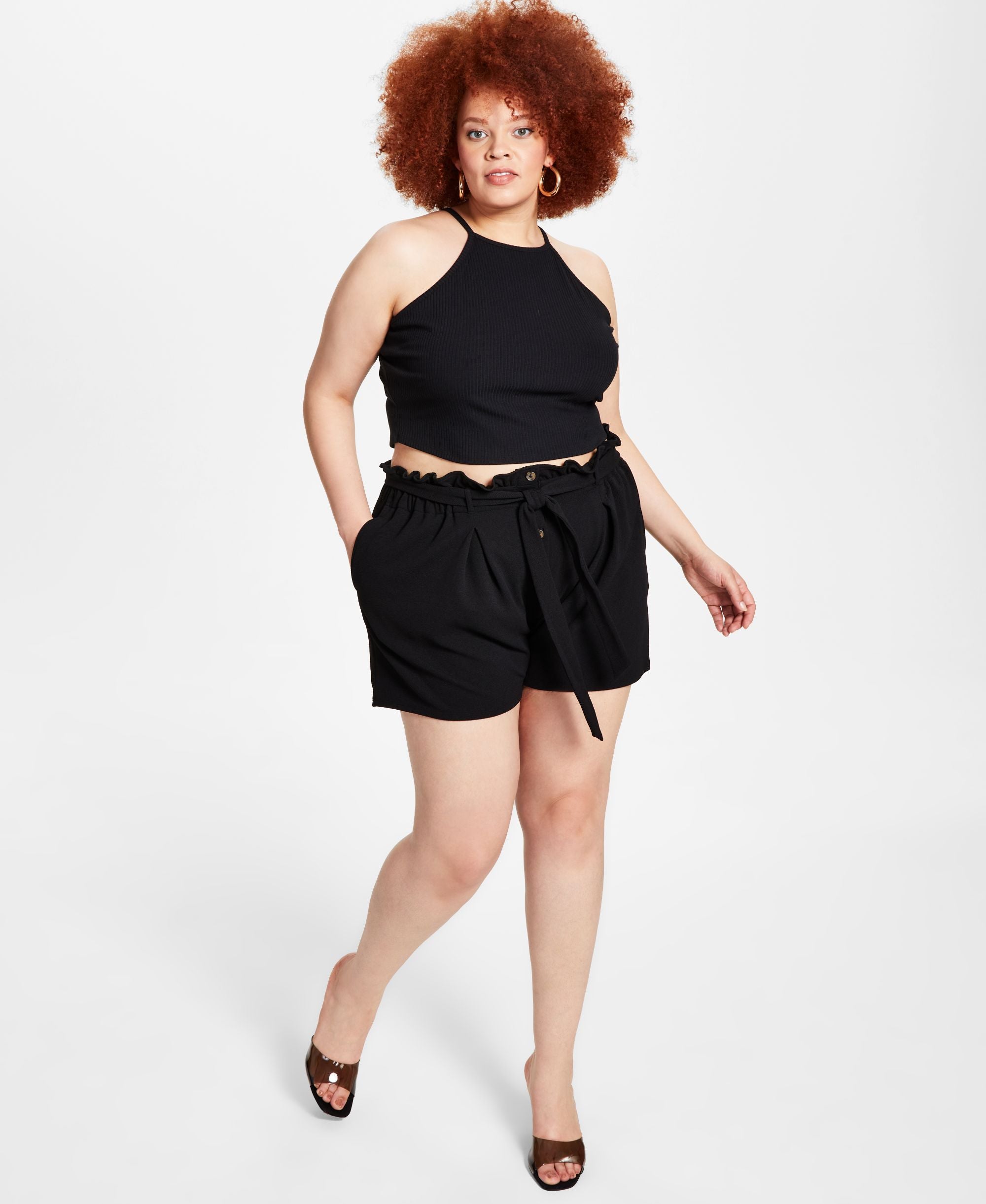 Bar III Trendy Plus Size High Rise Shorts