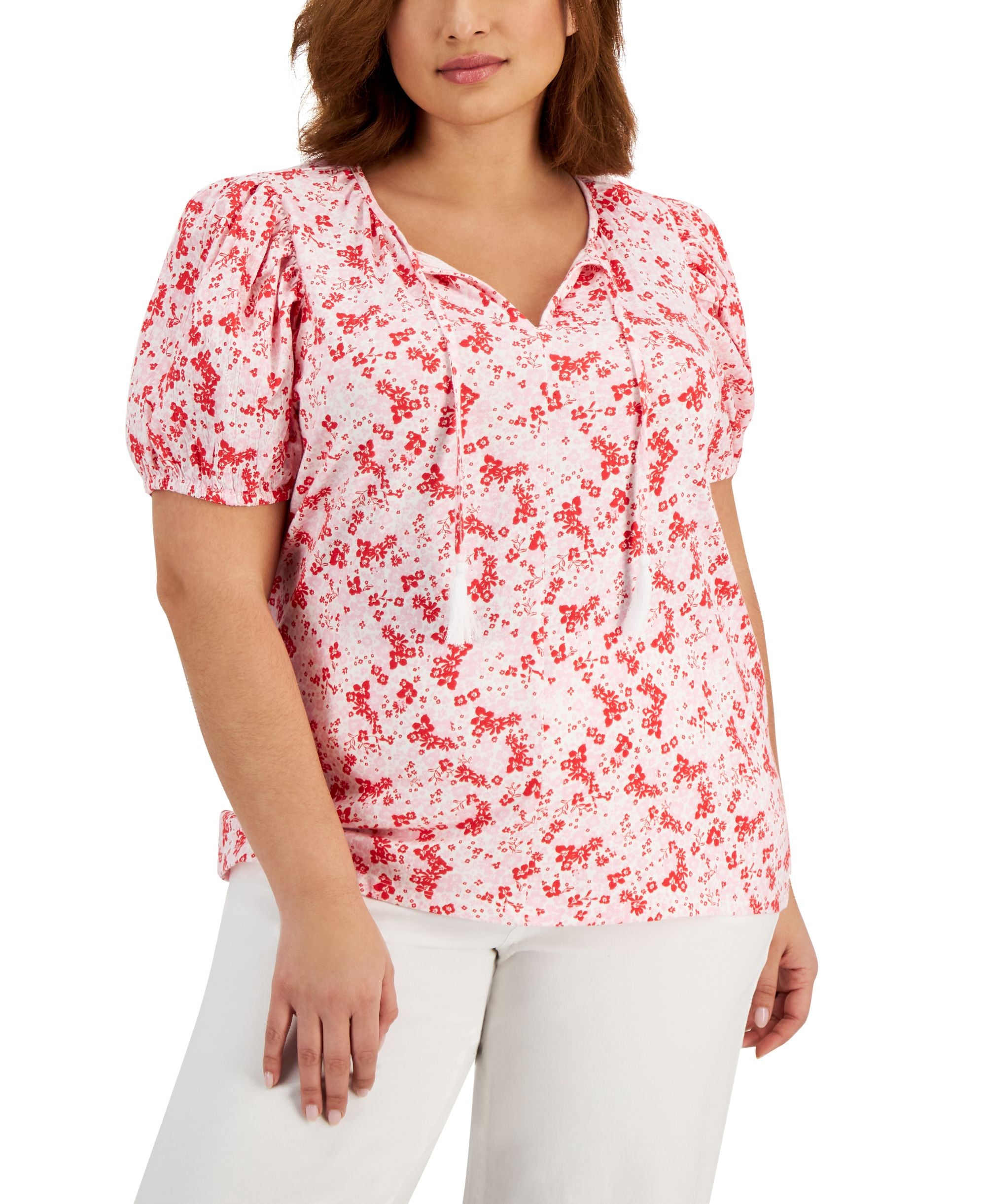 Style & Co Plus Size Tie Neck Top