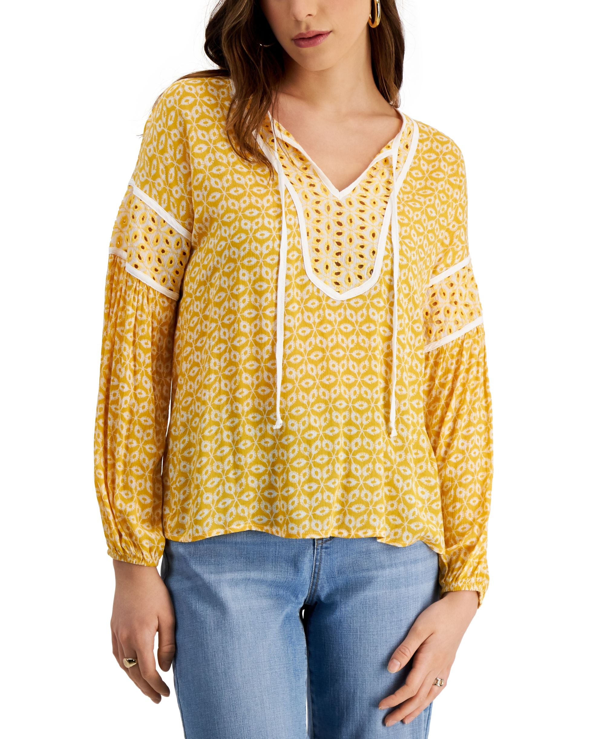 Fever Embroidered Peasant Top