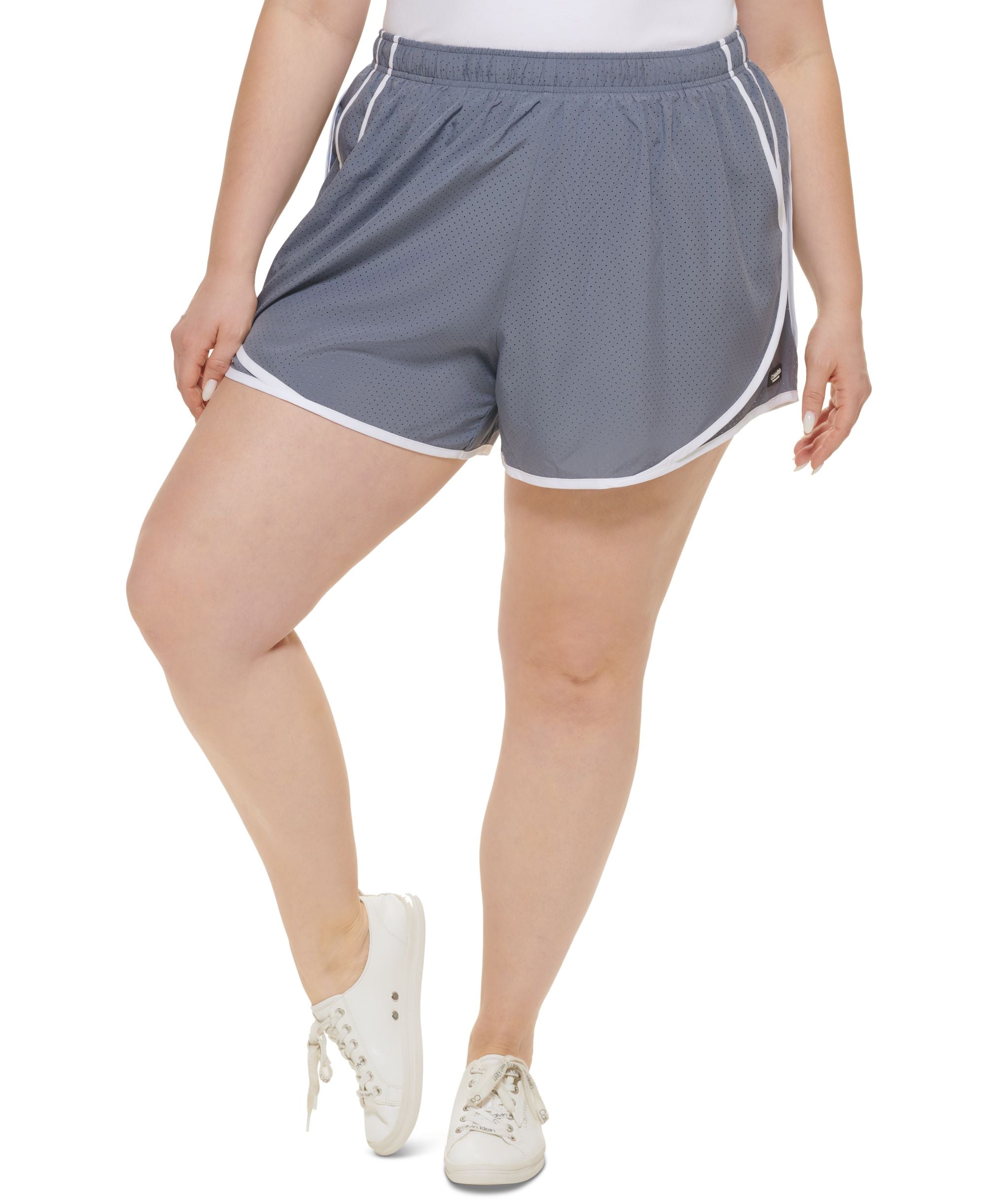 Calvin Klein Performance Womens Plus Size Smocked Waist Fitness Running Shorts