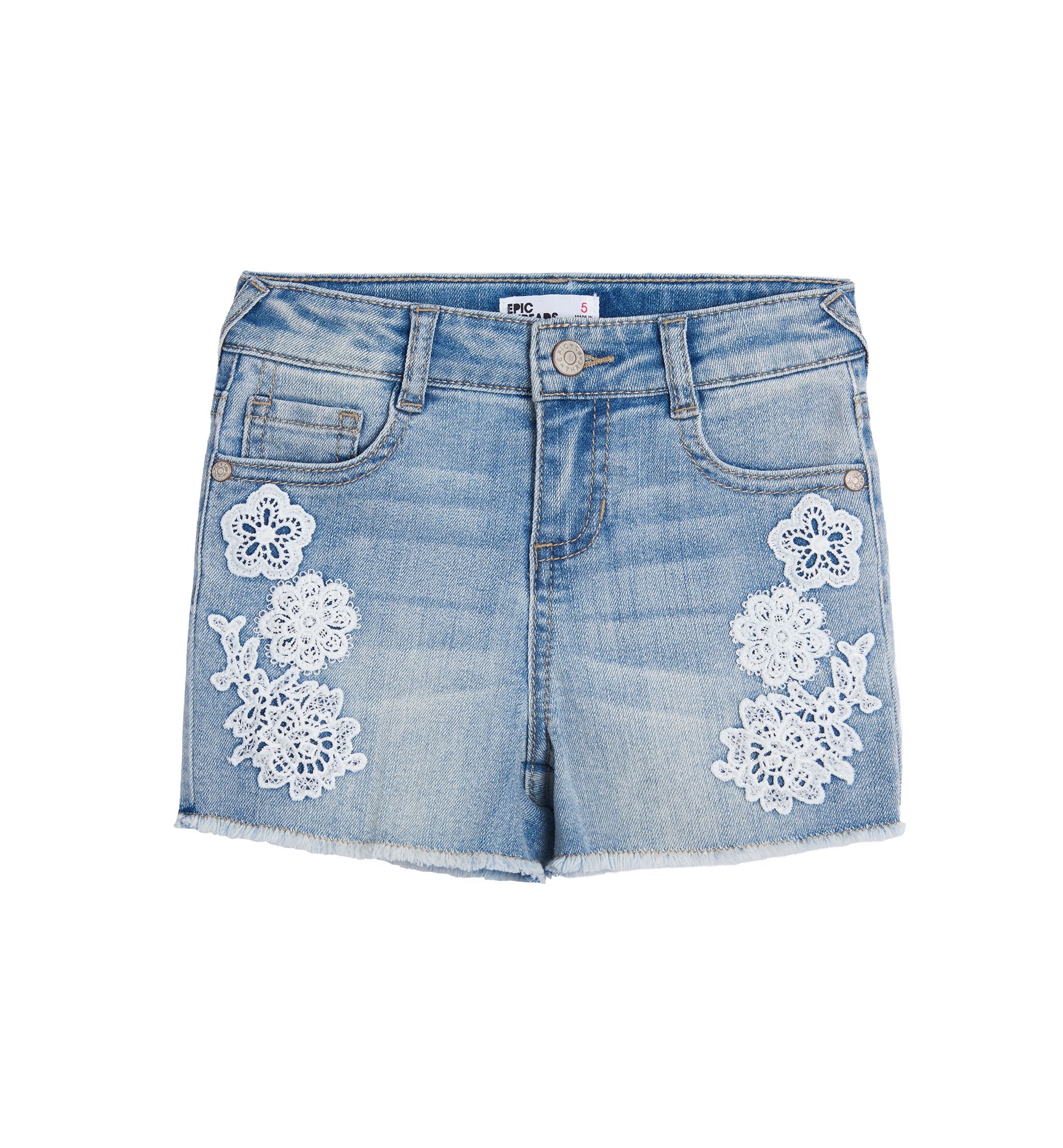 Toddler Girls Lace Denim Shorts