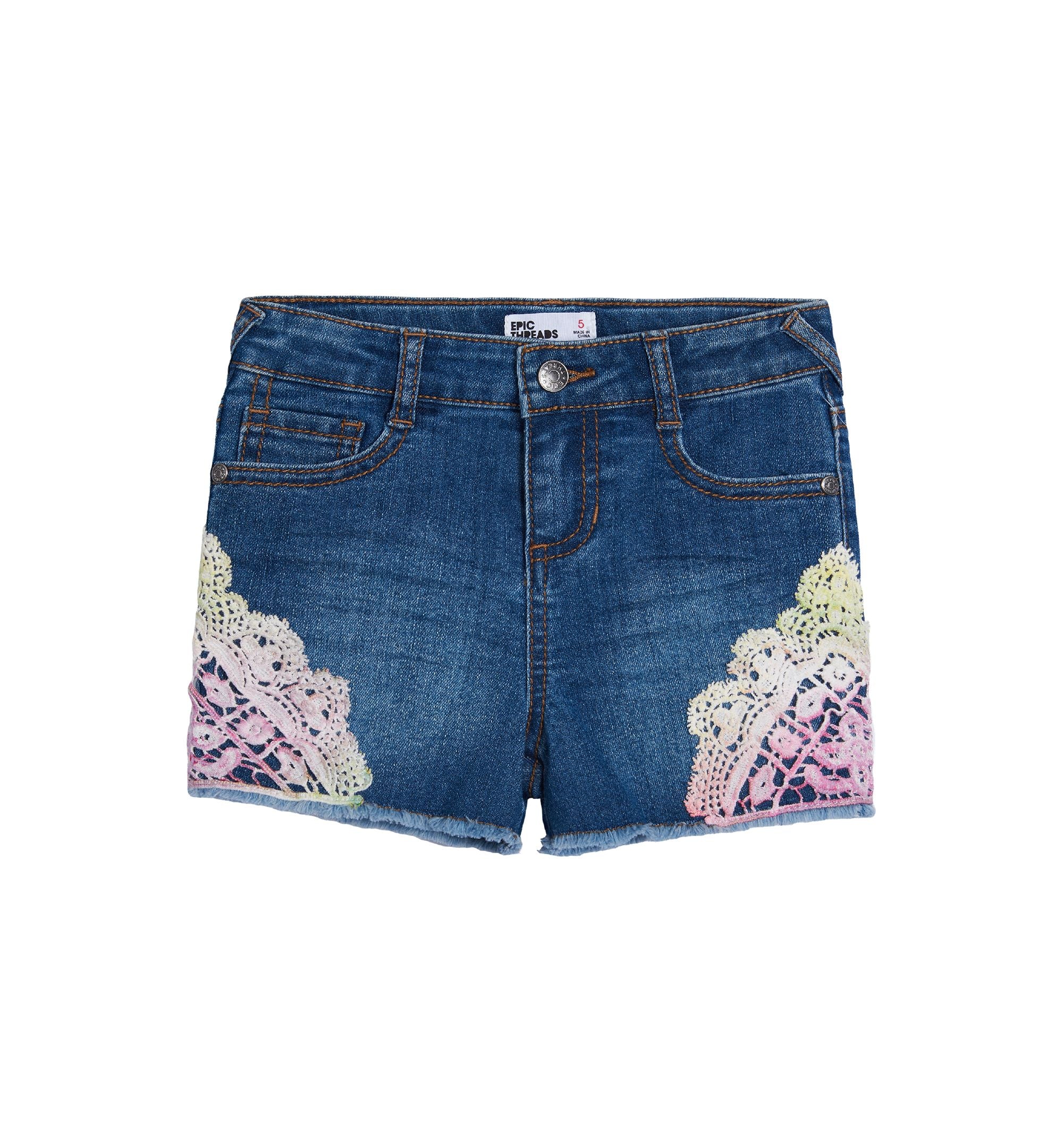 Toddler Girls Lace Denim Shorts