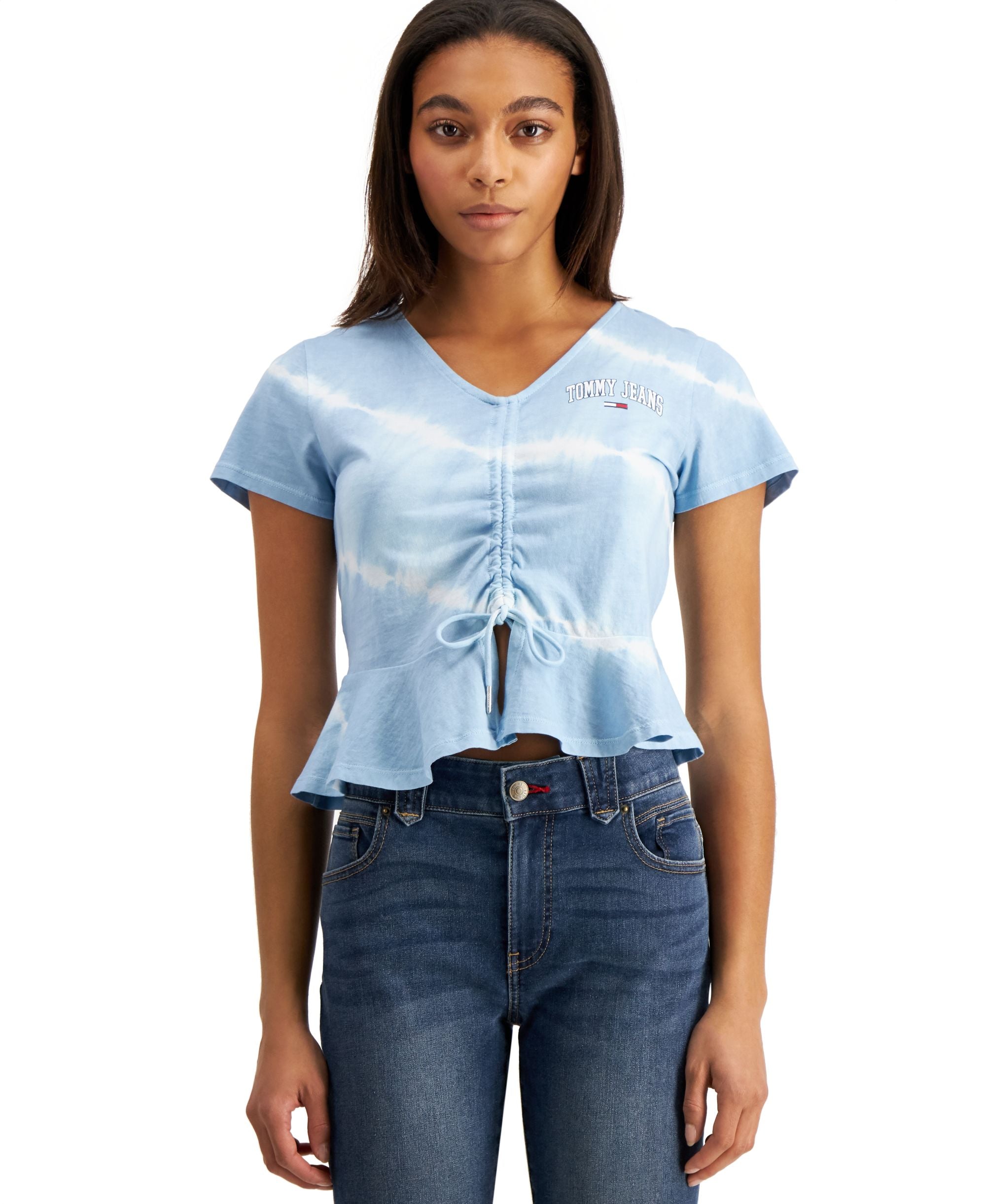 Tommy Jeans Tie Dyed Cinch Front Cotton T-Shirt