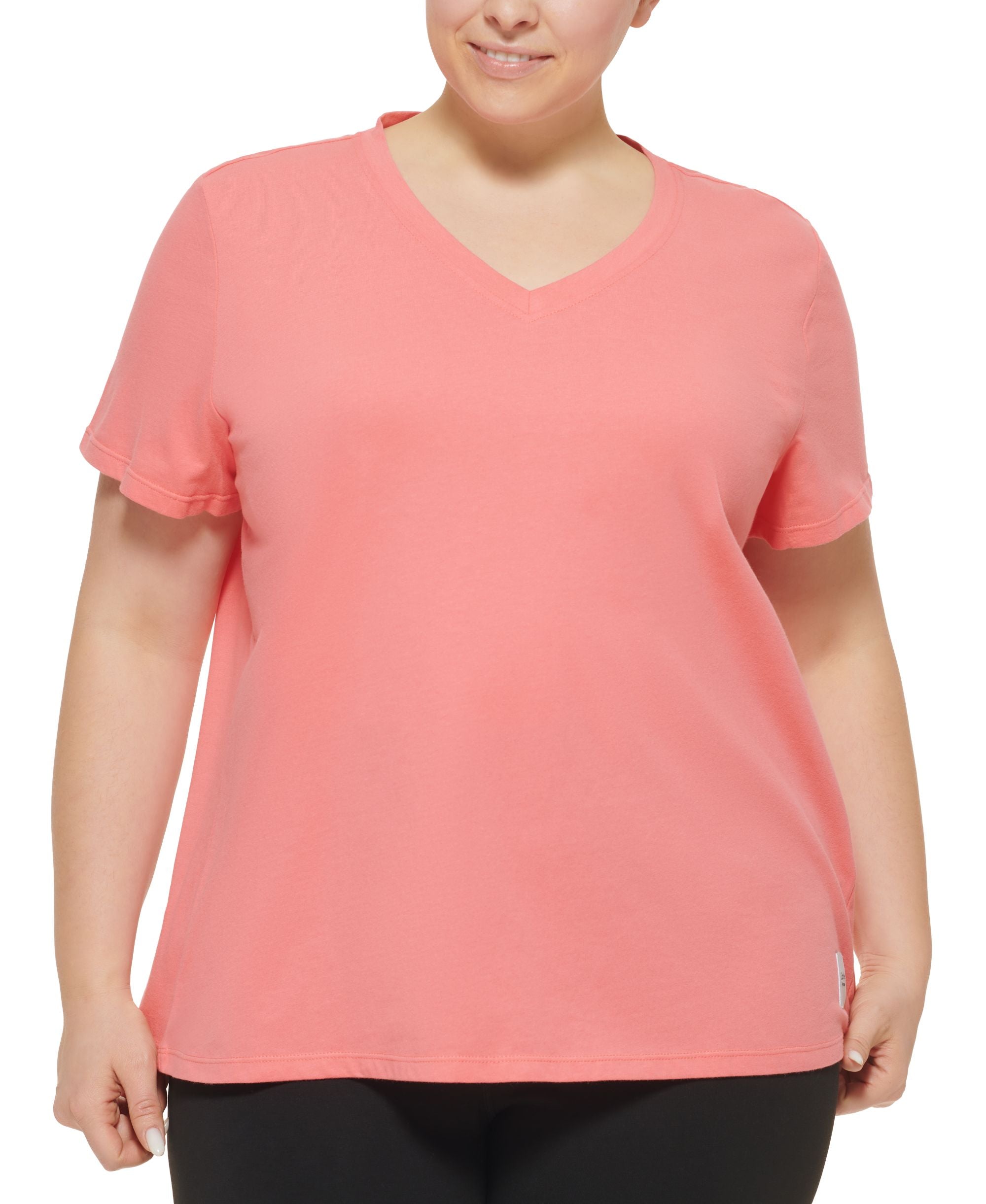 Calvin Klein Performance Womens Plus V-Neck Fitness Pullover Top