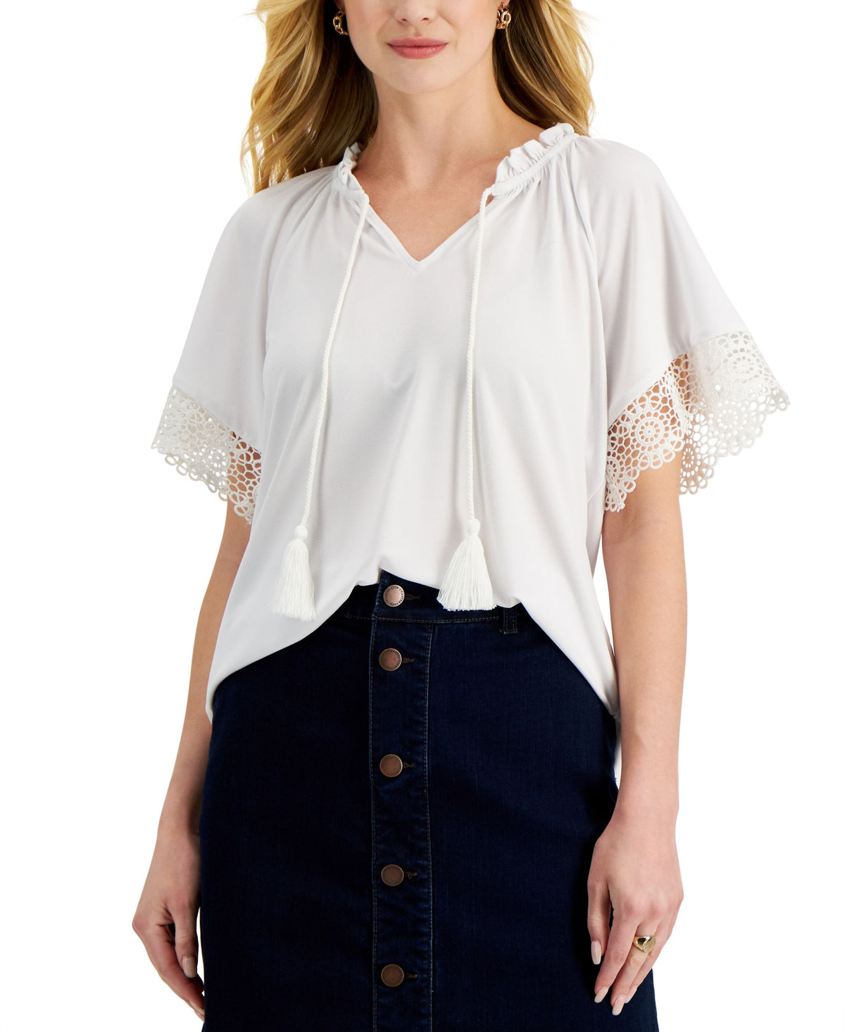 Charter Club Petite Lace Trim Top
