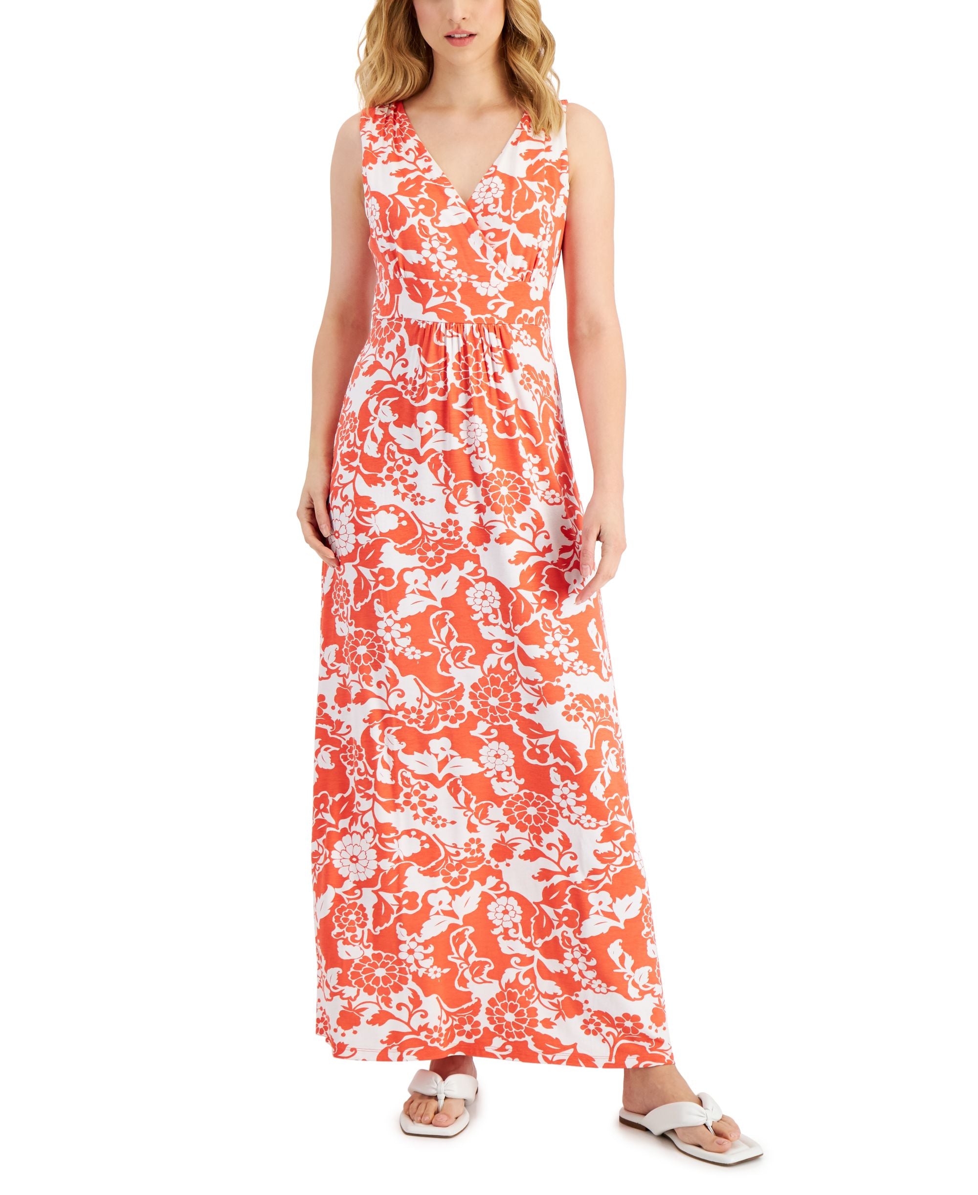 Charter Club Womens Sleeveless Cross Front Maxi Dress