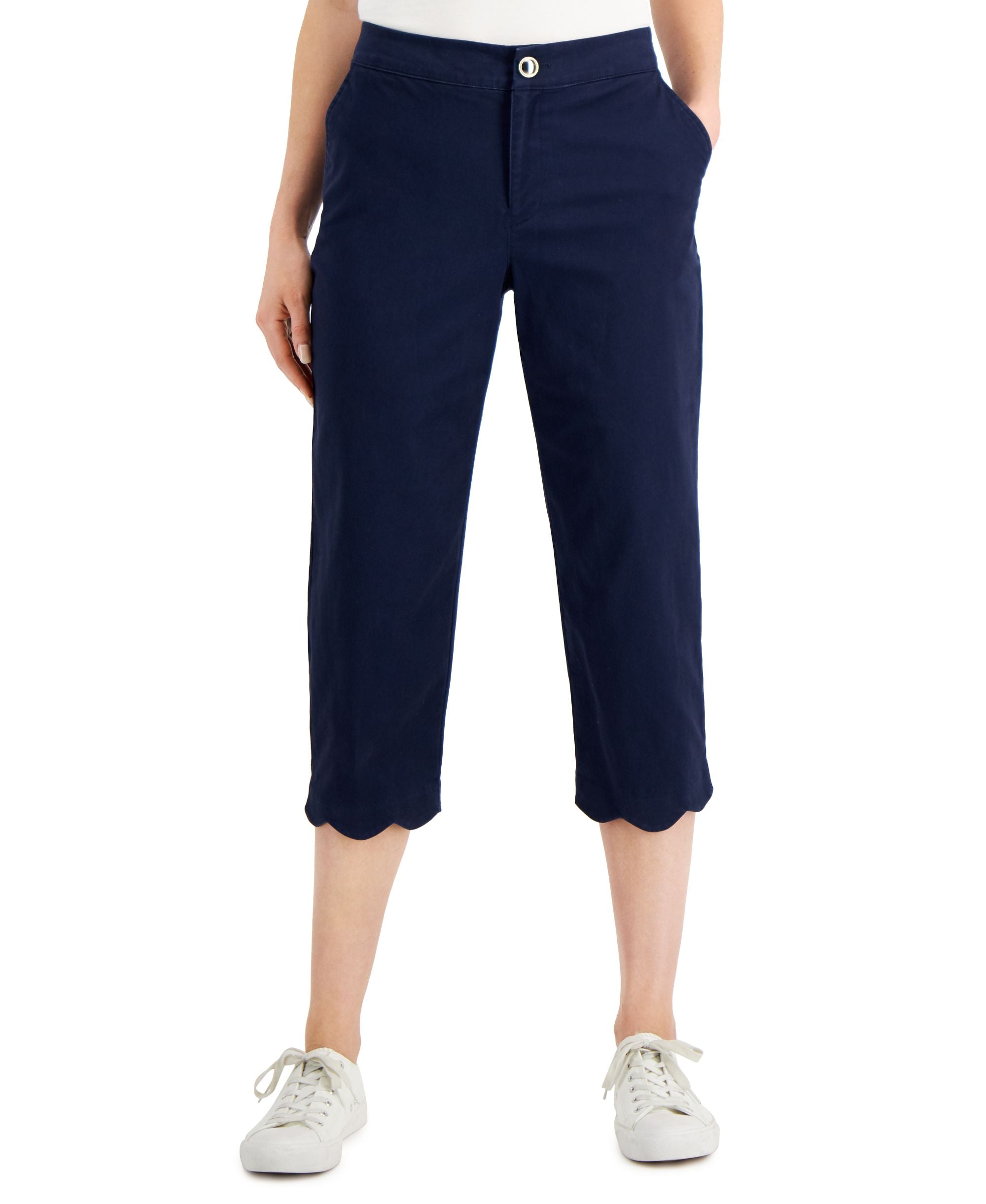 Charter Club Womens Scalloped Capri Pants