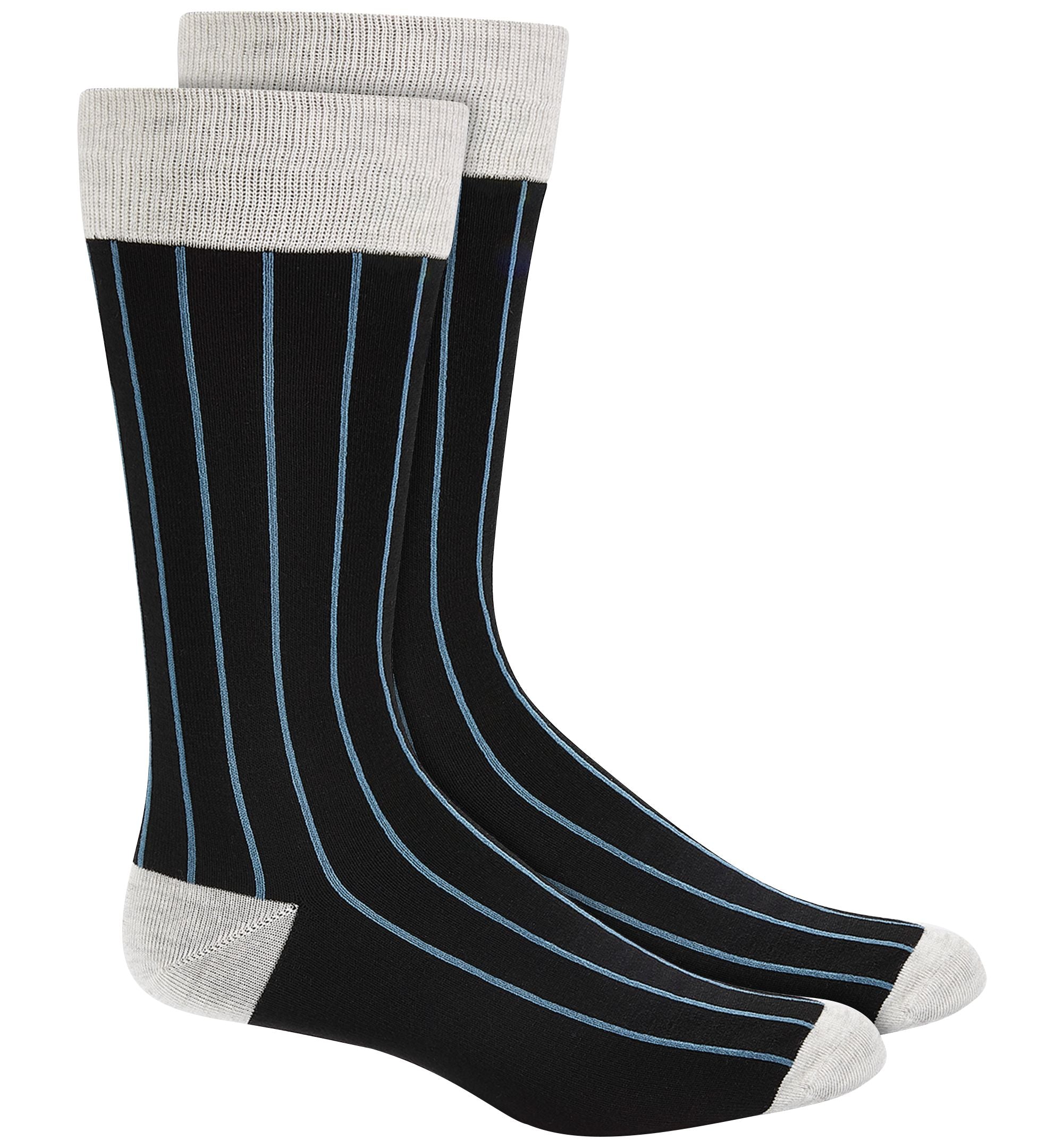 Men's Black Striped Crew Socks
