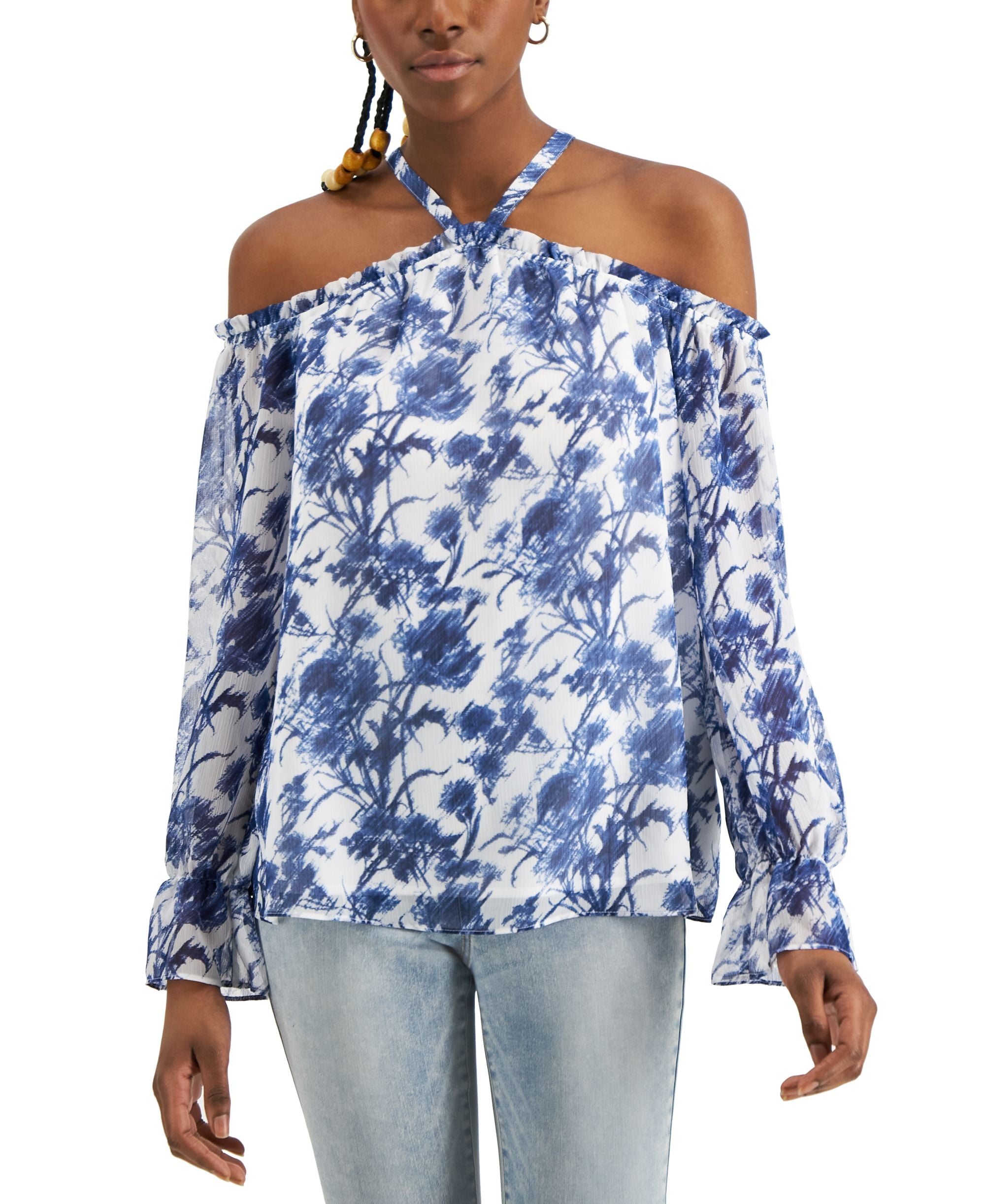 INC International Concepts Womens Cold Shoulder Blouse