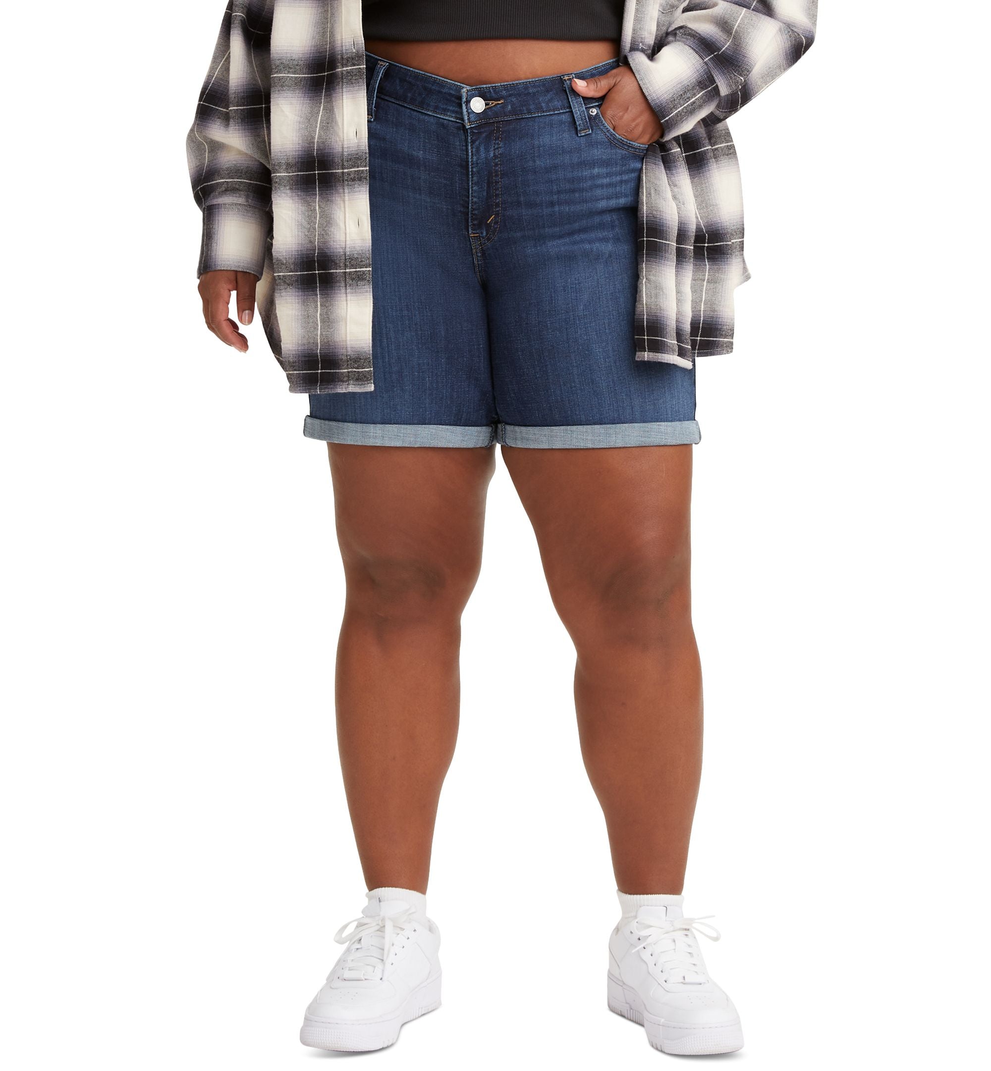 Levis Trendy Plus Size Mid Length Denim Shorts