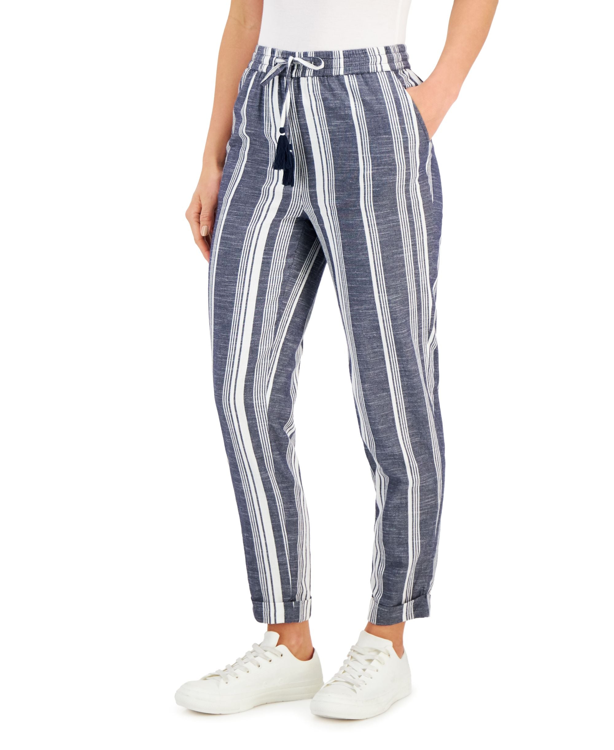 Charter Club Womens Cotton Striped Jogger Pants