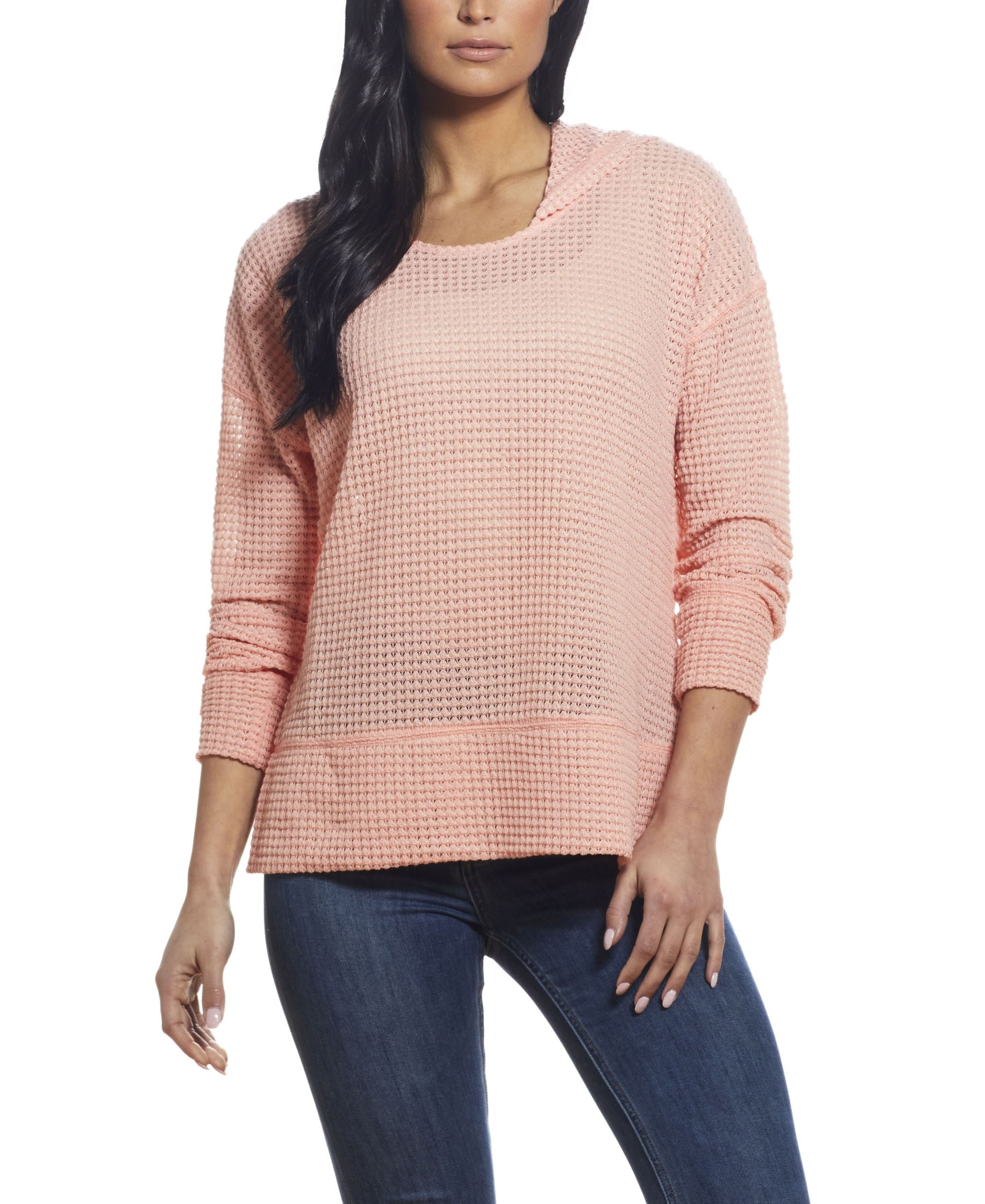 Womens Dolman Hoody Mesh Knit Top
