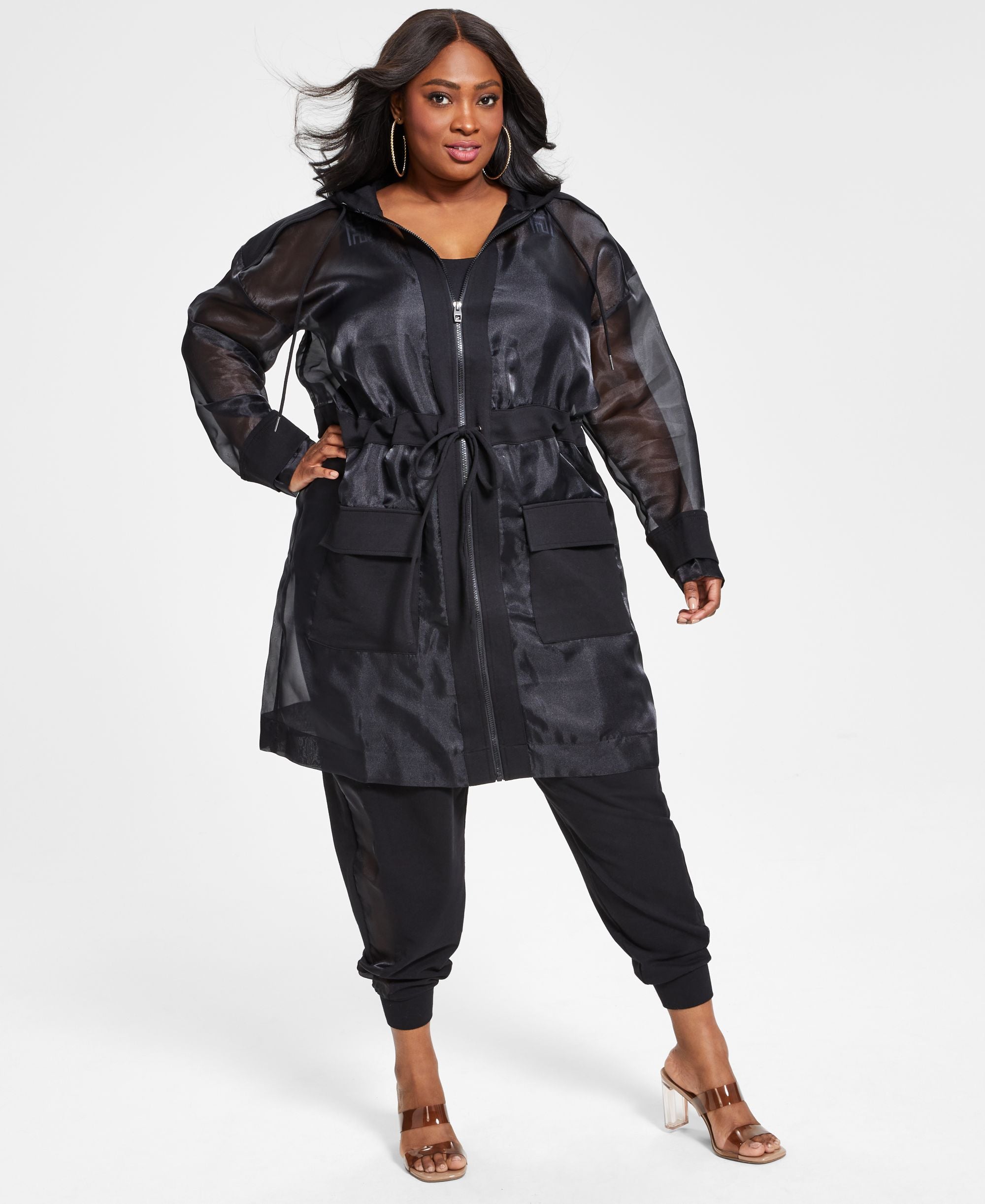 Nina Parker Trendy Plus Size Organza Anorak Jacket