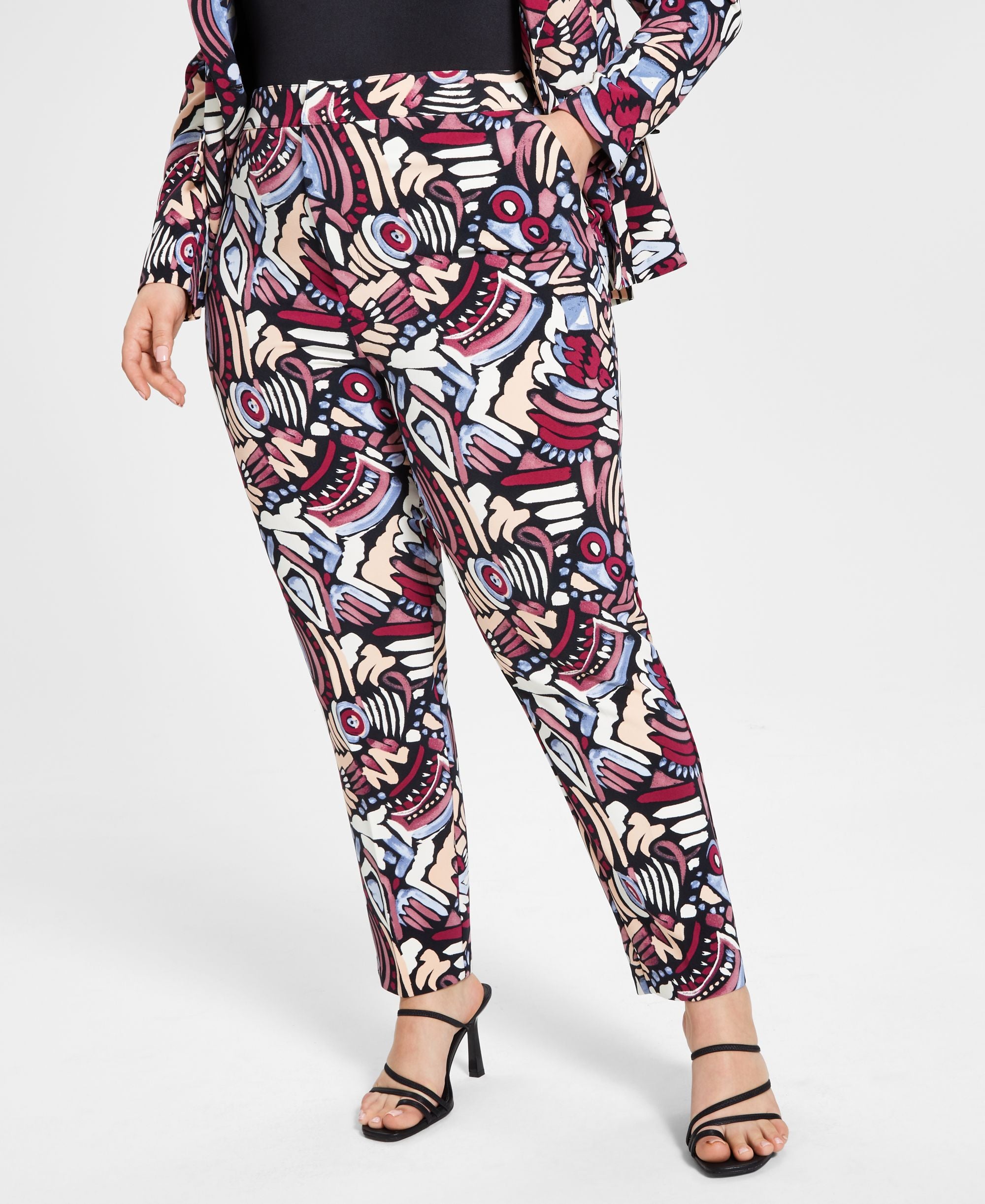 Nina Parker Trendy Plus Size Printed Tailored Pants
