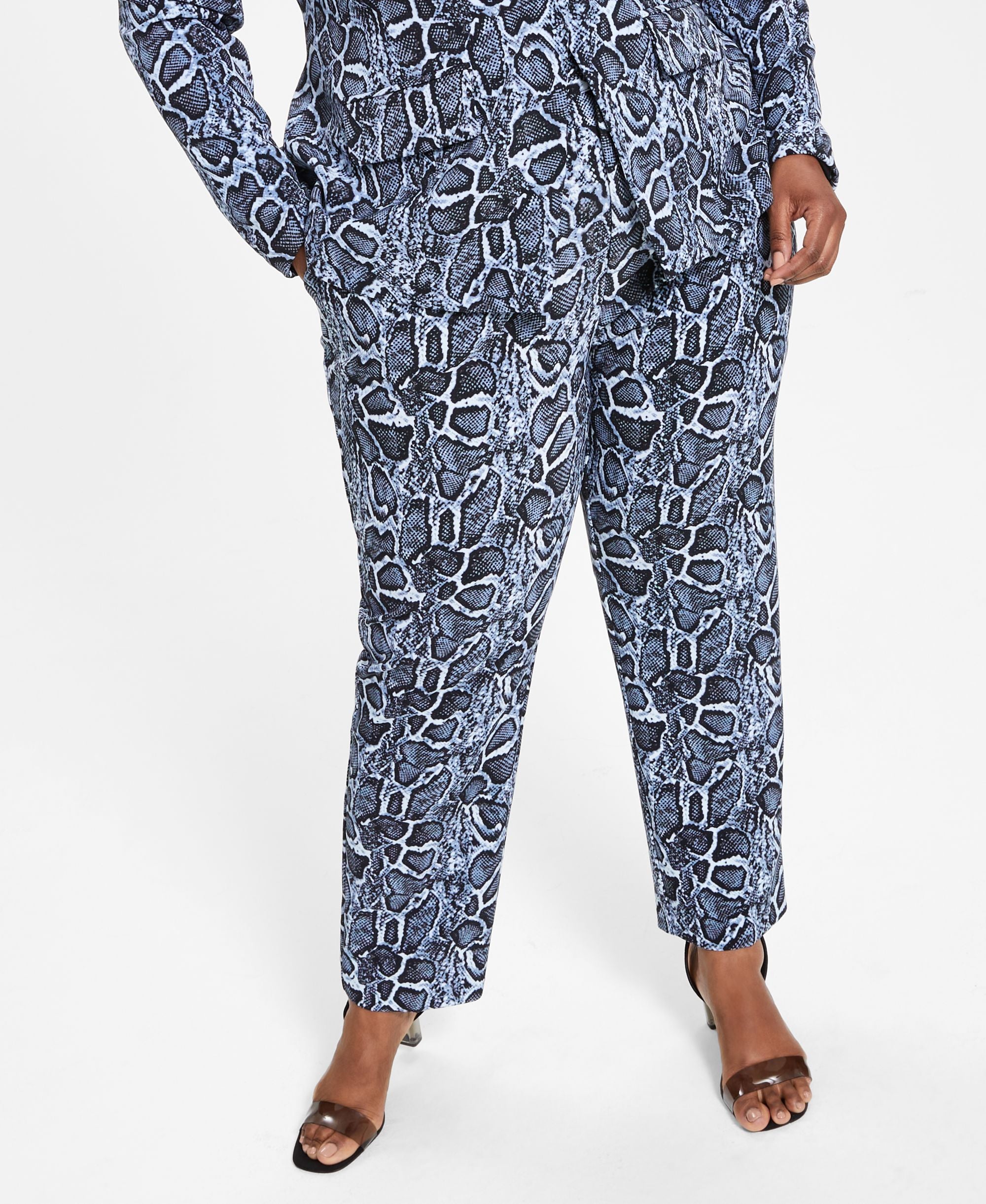 Nina Parker Trendy Plus Size Printed Tailored Pants