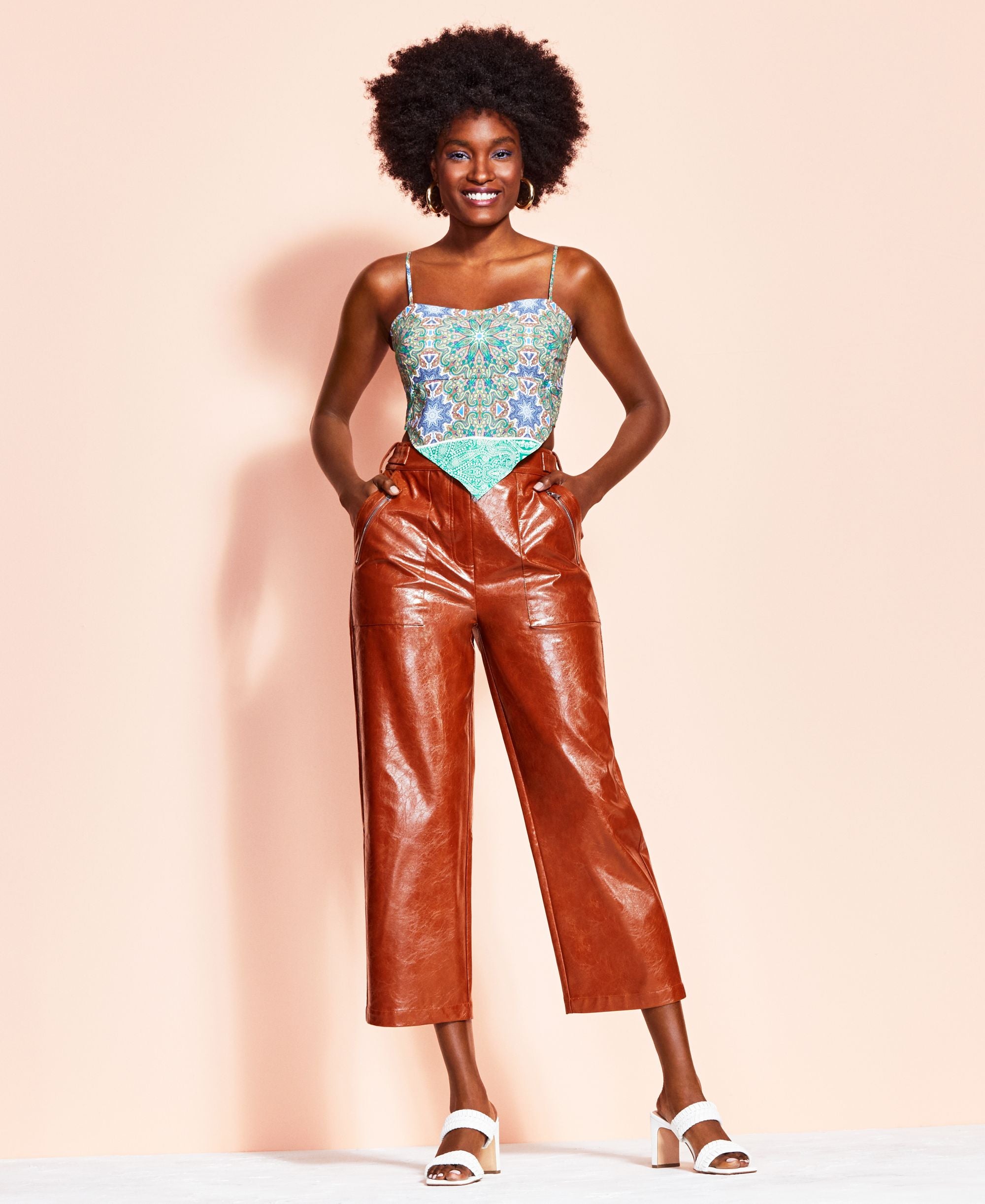 Royalty By Maluma Faux Leather Cropped Pants