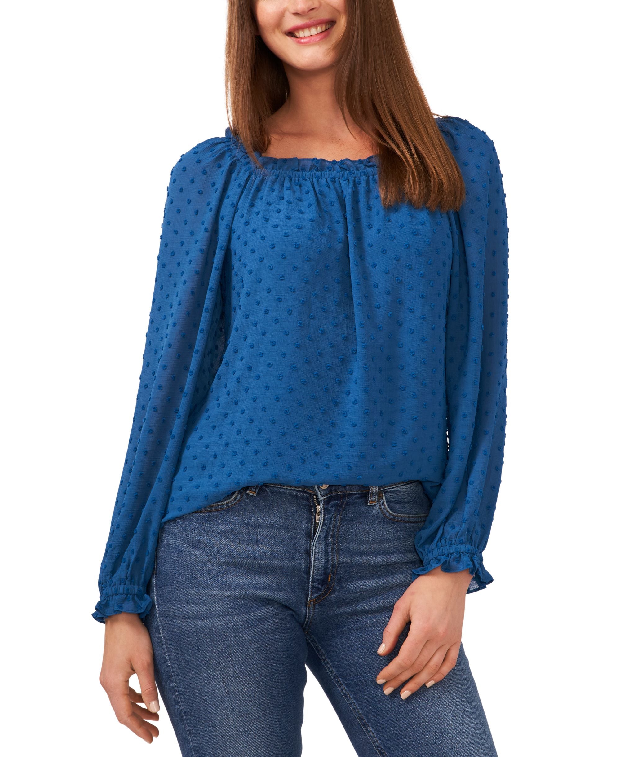 Women's Sleeveless Collared Dot Trim Blouse
