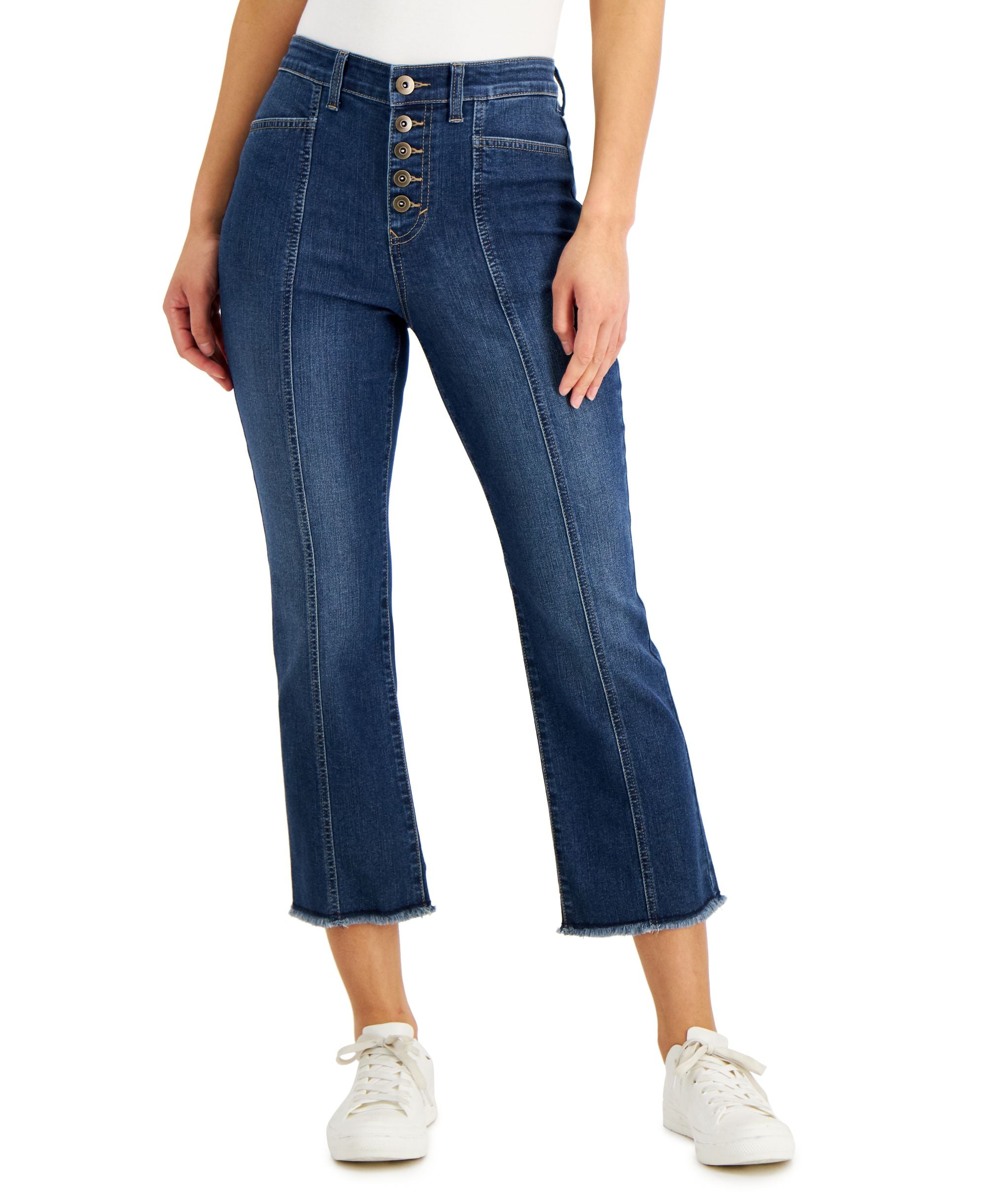 Button-Fly Cropped Jeans
