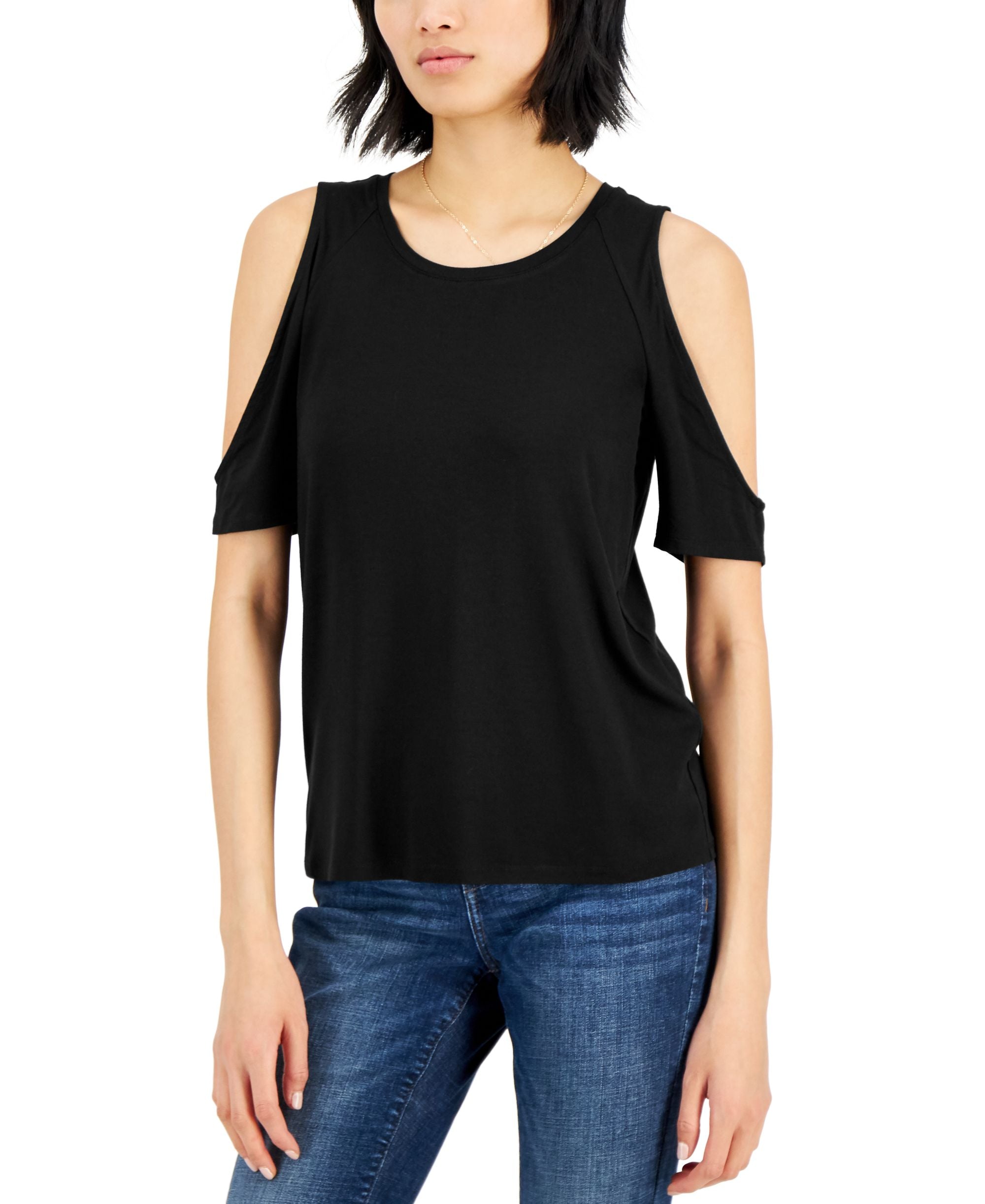 INC International Concepts Womens Cold Shoulder T-Shirt