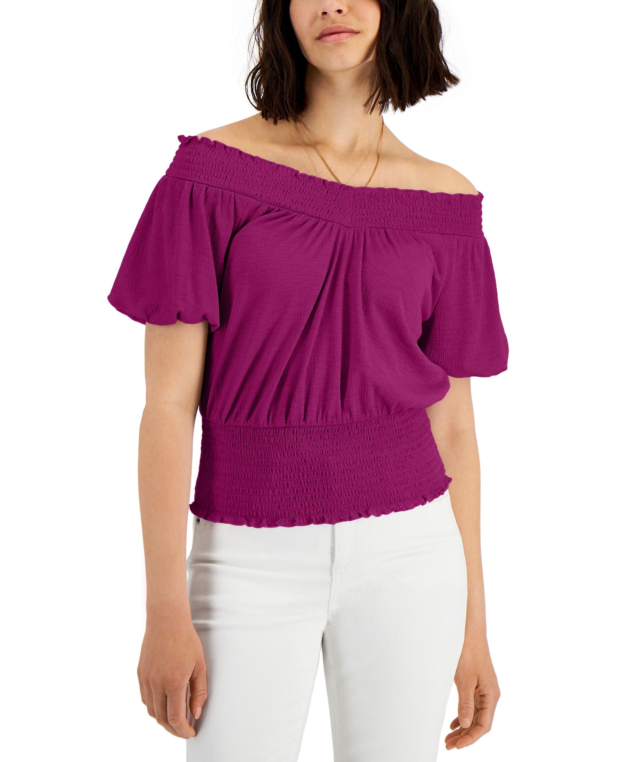 INC International Concepts Womens Smocked Top