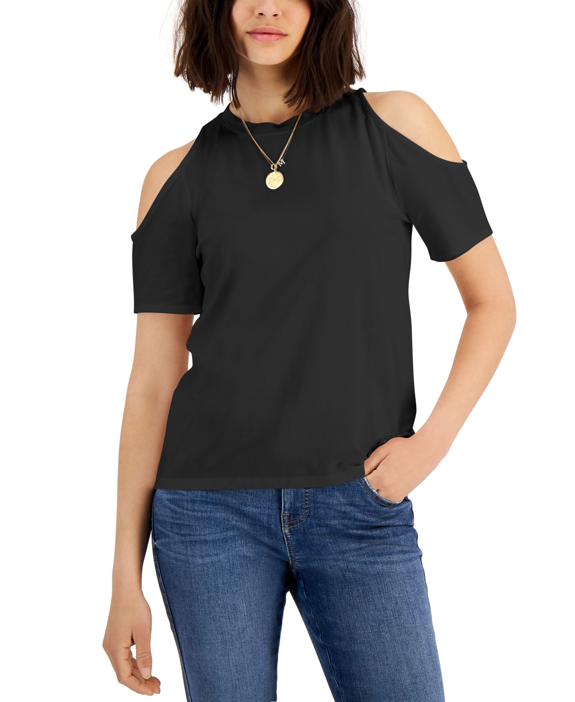INC International Concepts Womens Cold Shoulder Top