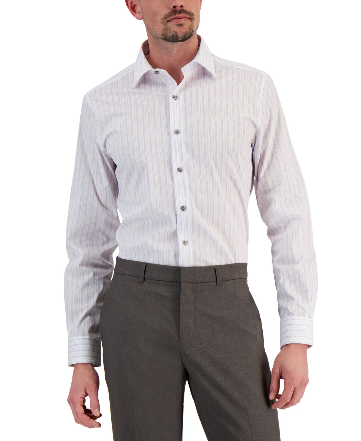Alfani Mens Slim Fit 2 Way Stretch Stain Resistant Dress Shirt