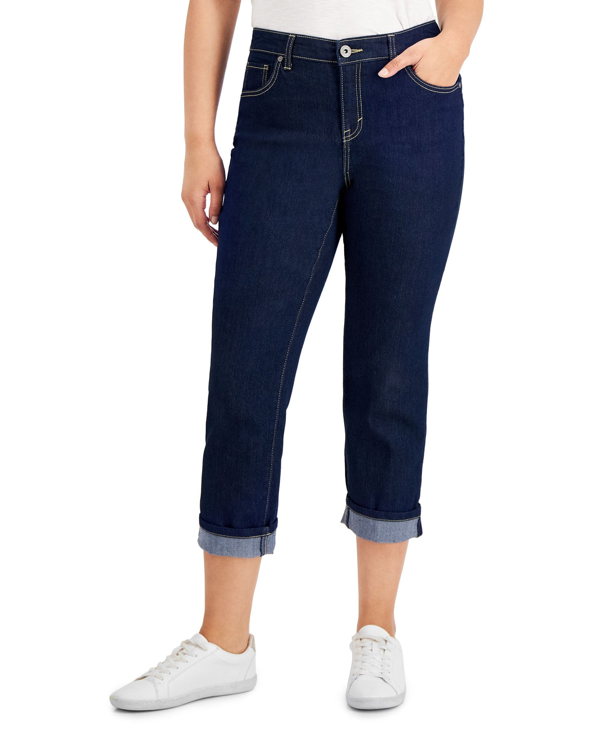 Curvy Cuffed Capri Jeans