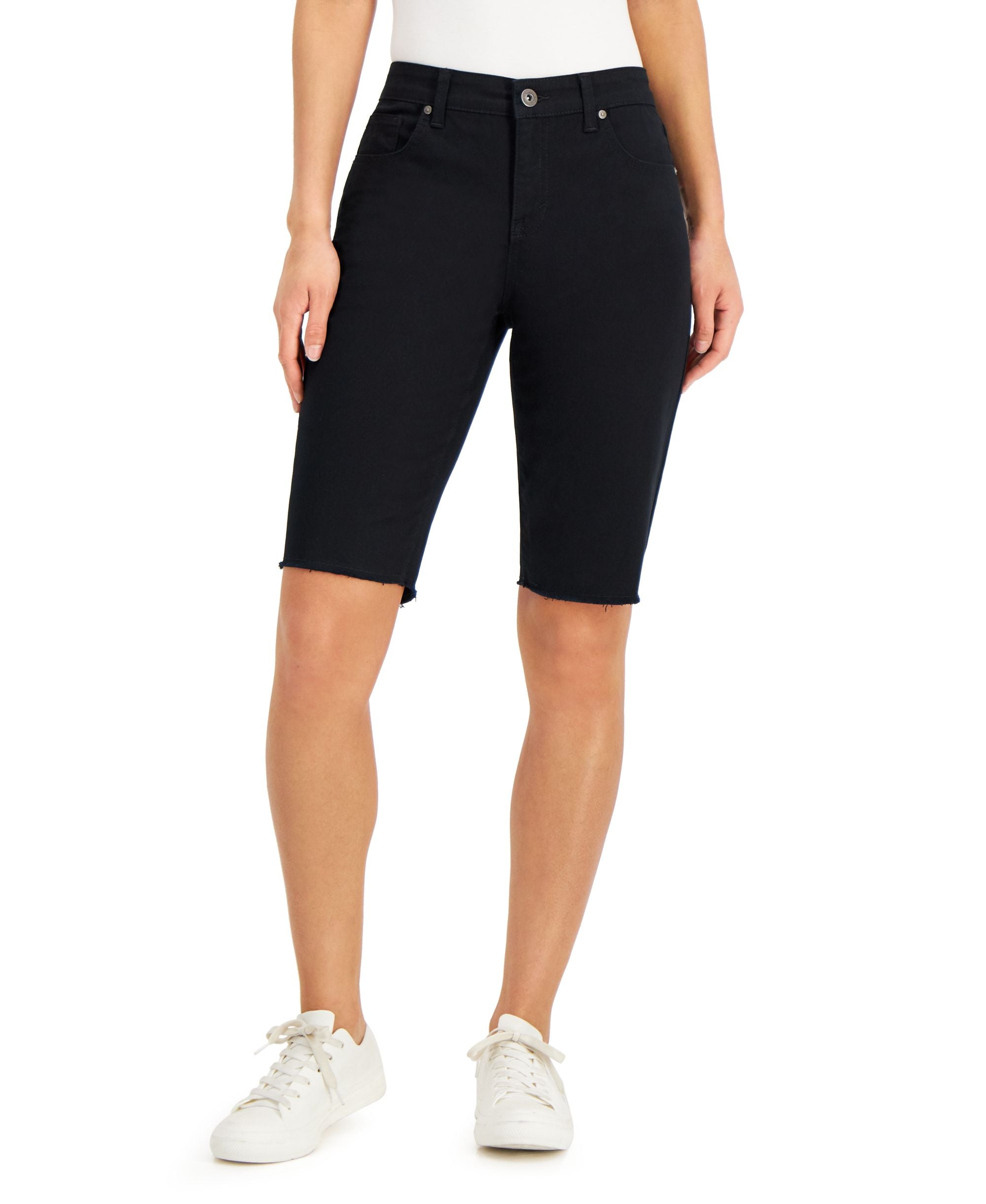 Style & Co Womens Curvy Raw Edge Bermuda Shorts