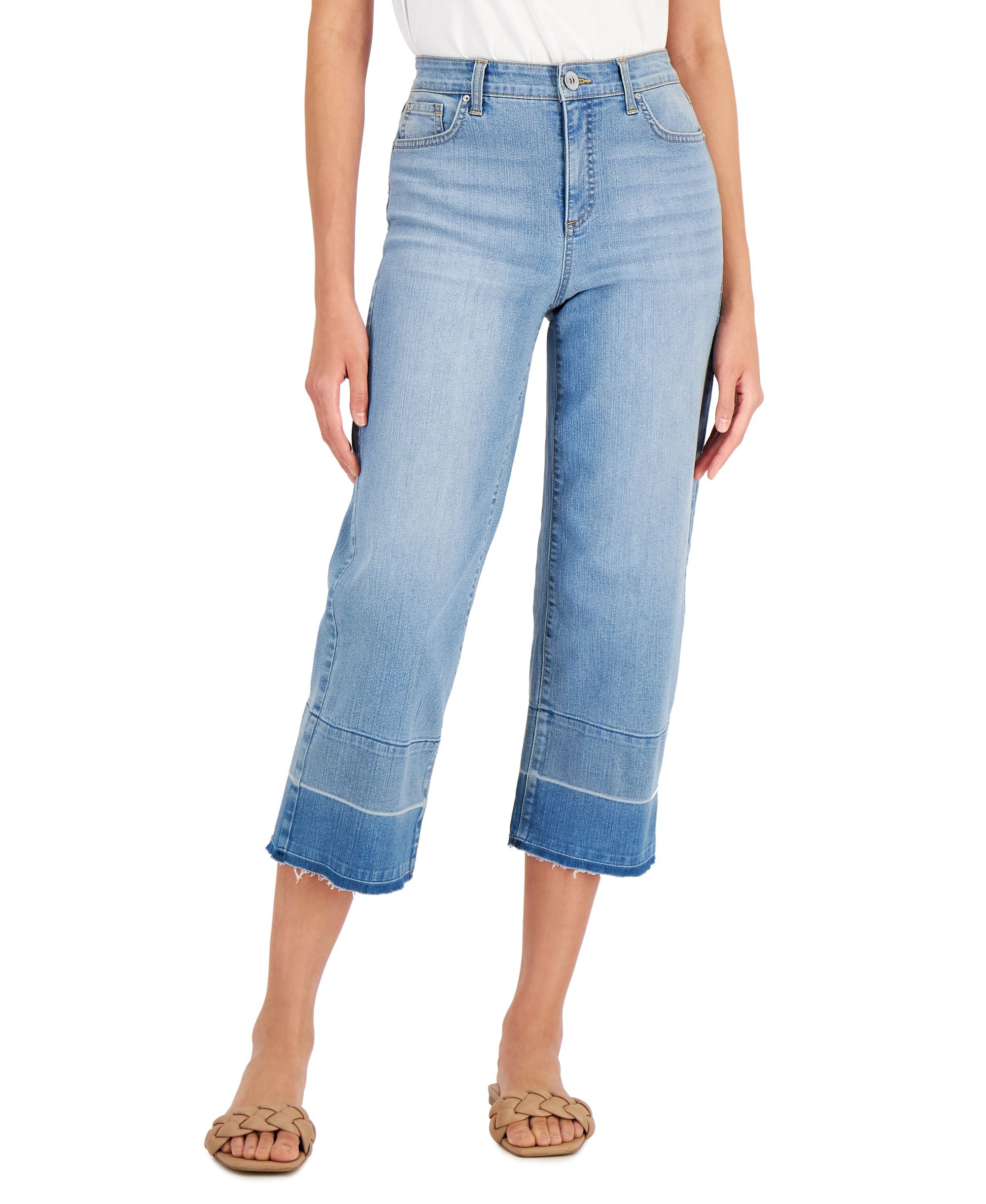 INC International Concepts Womens High Rise Cropped Wide Leg Jeans