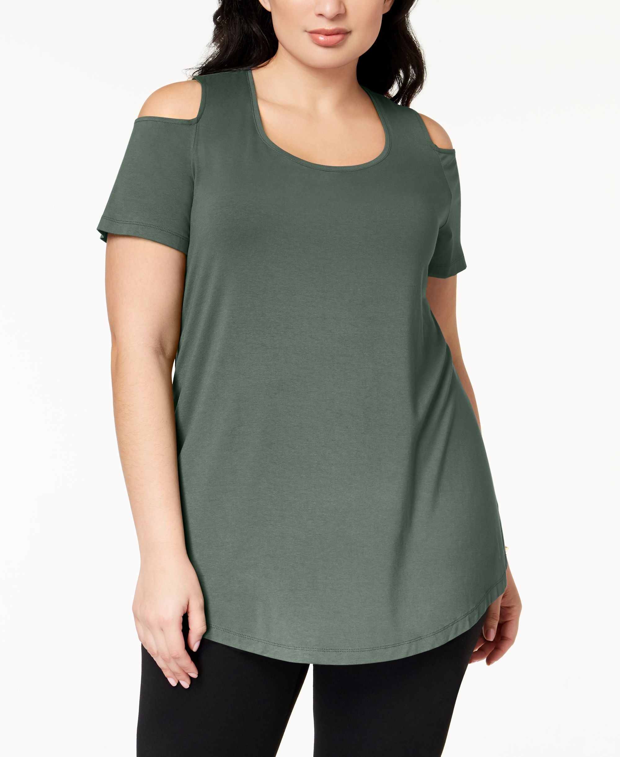 JM Collection Plus Size Cold-Shoulder Top